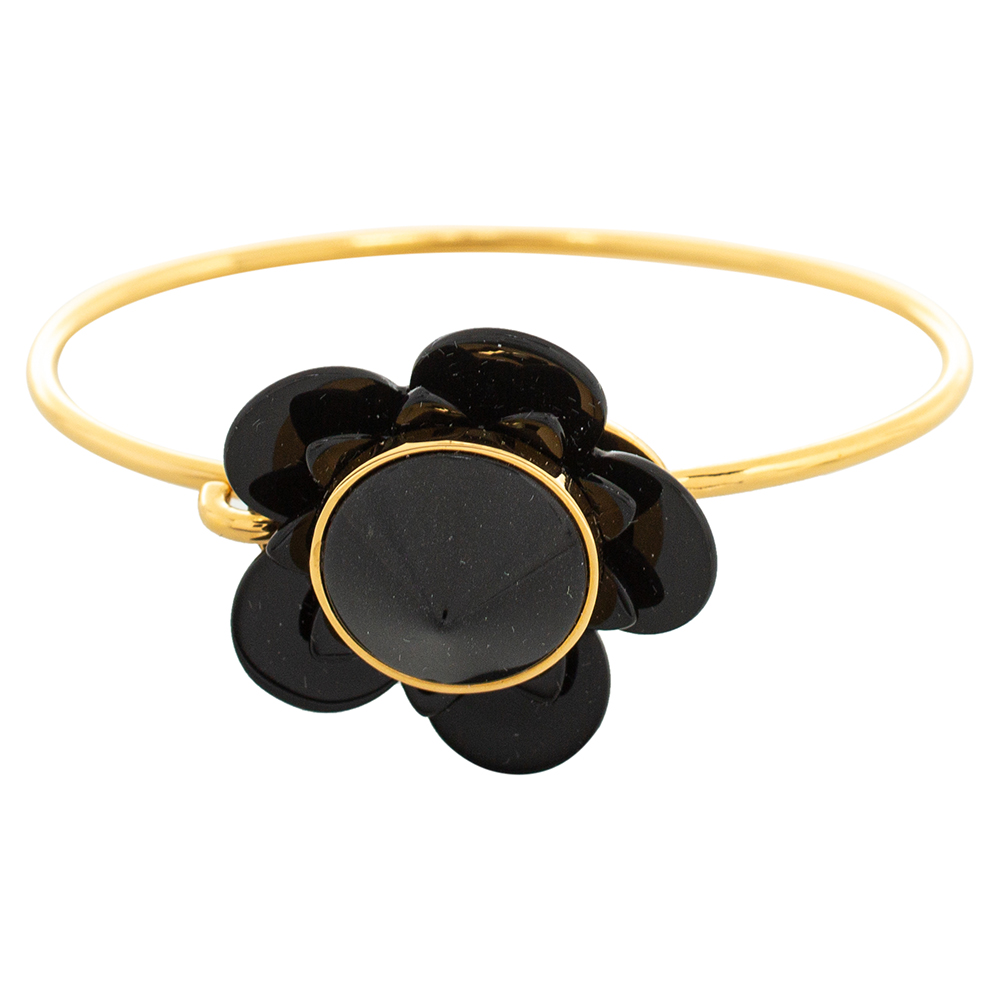 Fendi Black Resin Gold Tone Flowerland Bracelet M