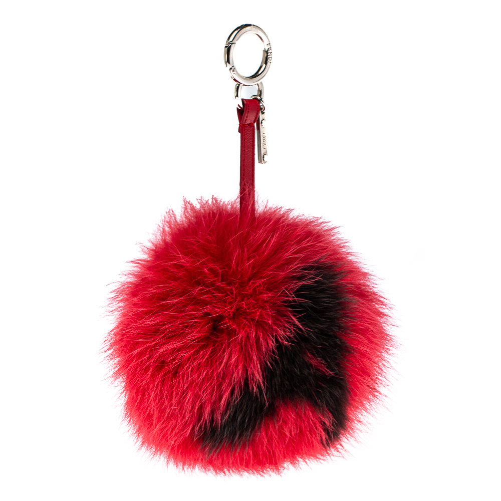 Fendi Red Fox Fur Letter A Bag Charm