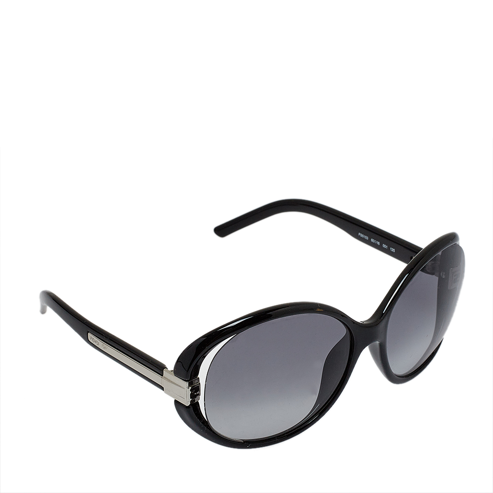 Fendi Black / Grey FS5153 Oversized Round Sunglasses