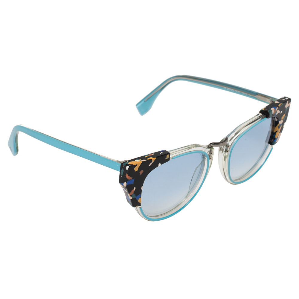 Fendi Abstract Print/ Blue Gradient FF0074/S Galassia Cat Eye Sunglasses