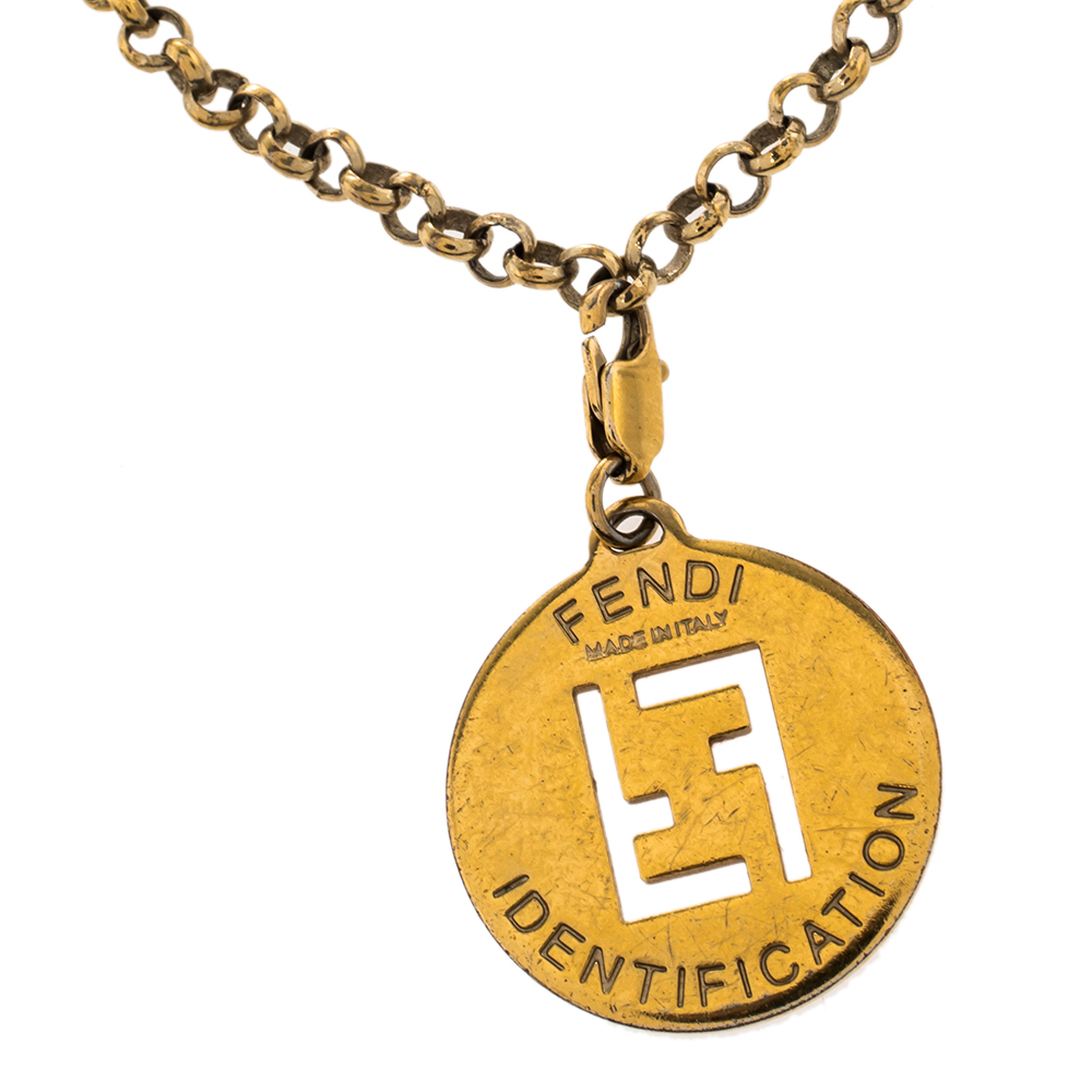 

Fendi FF Identification Charm Gold Tone Bracelet