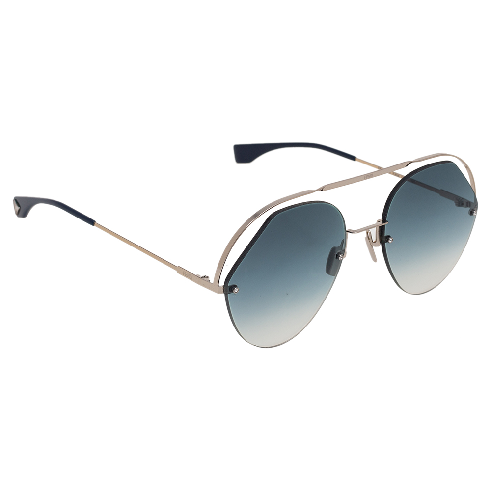 Fendi Blue Acetate FF 0326/S Gradient Aviator Sunglasses female