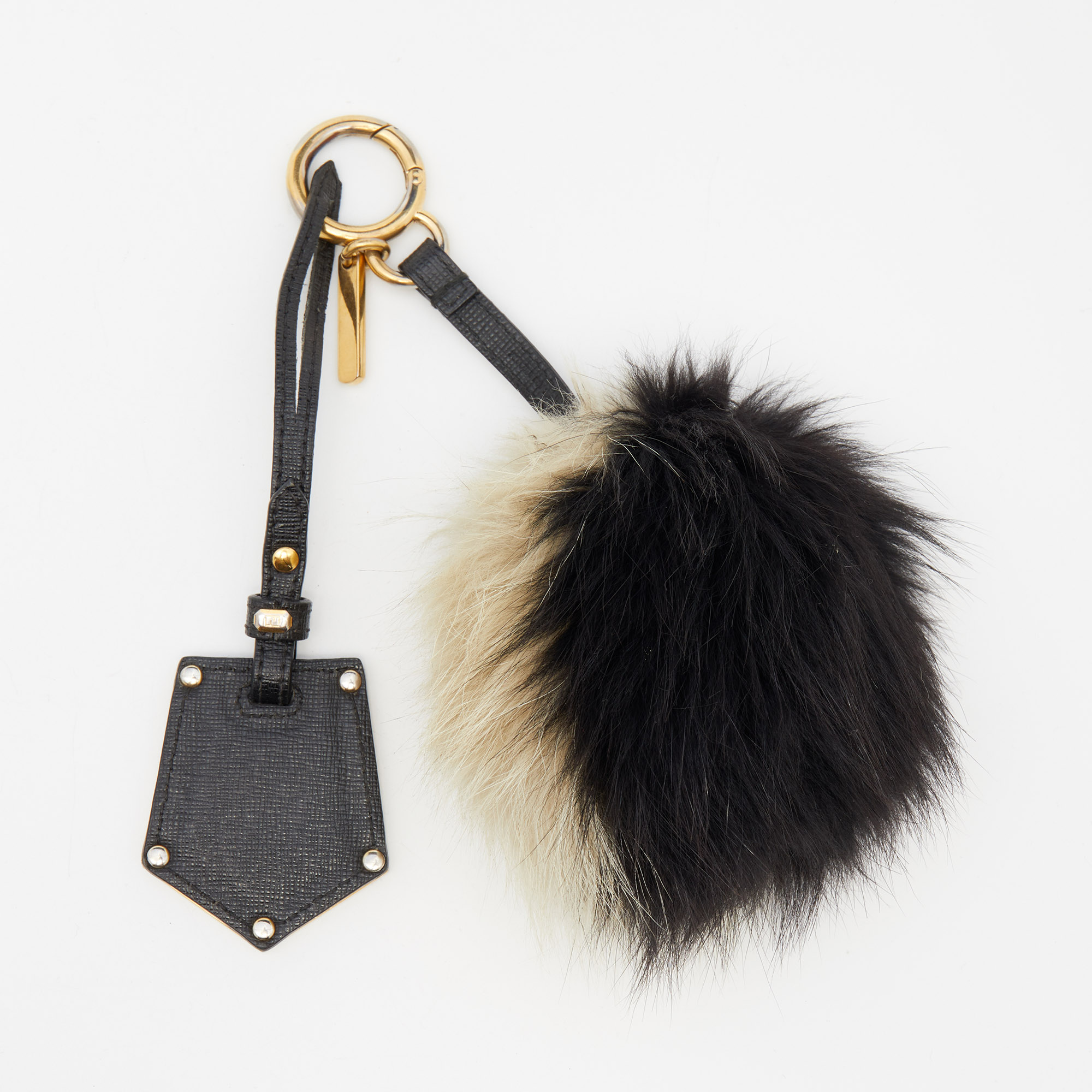 Fendi Monochrome Fox Fur Pom Pom Keyring/ Bag Charm
