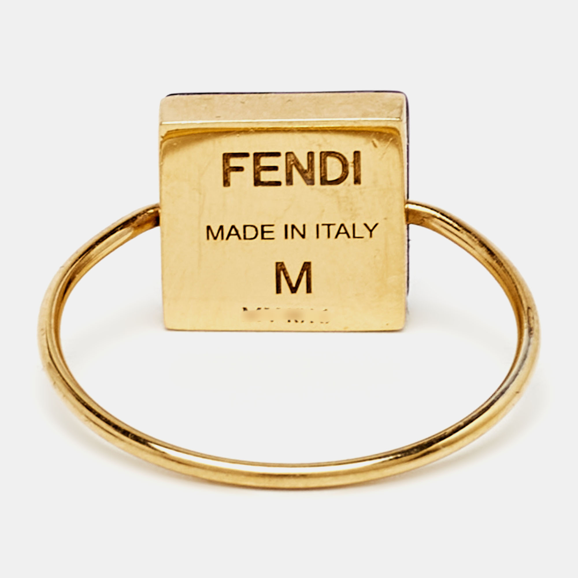 Fendi Resin Gold Tone Ring  Size 52