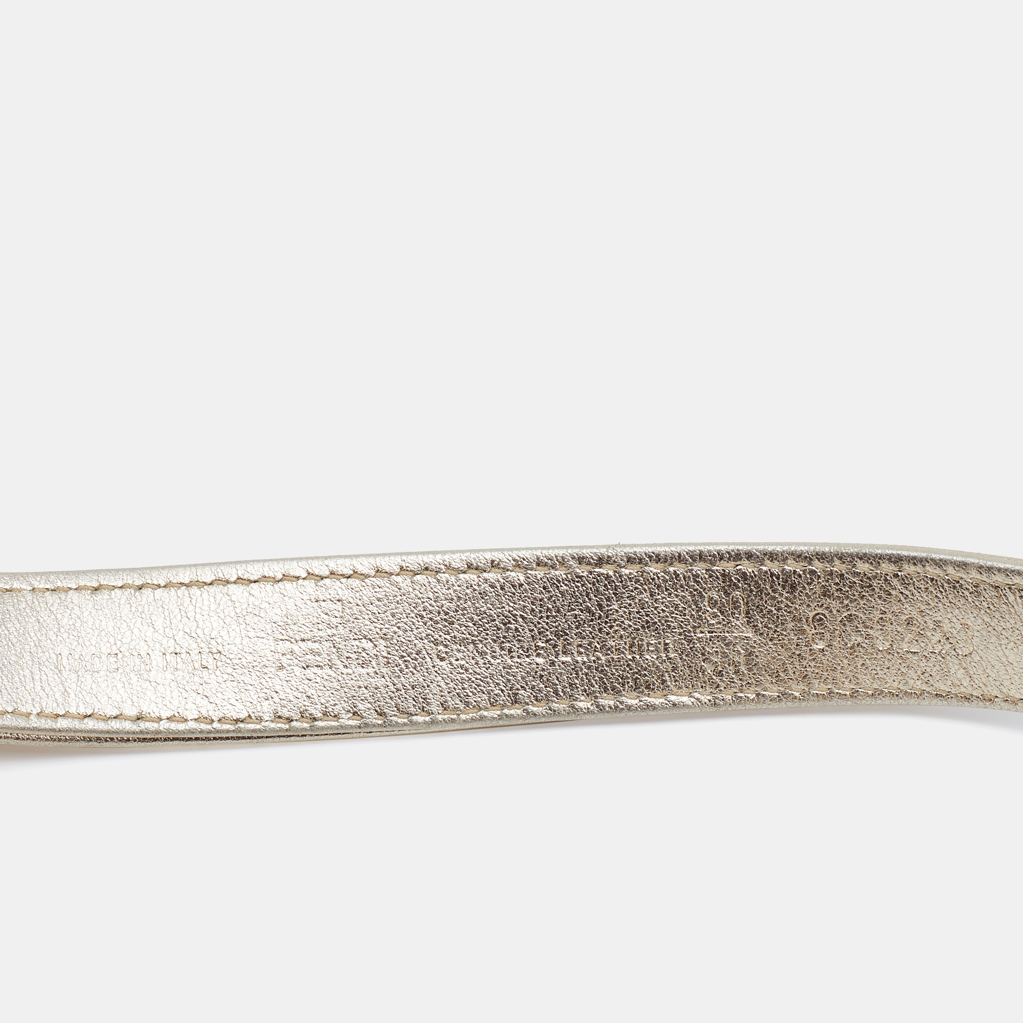 Fendi Metallic Leather Slim Waist Belt 90CM