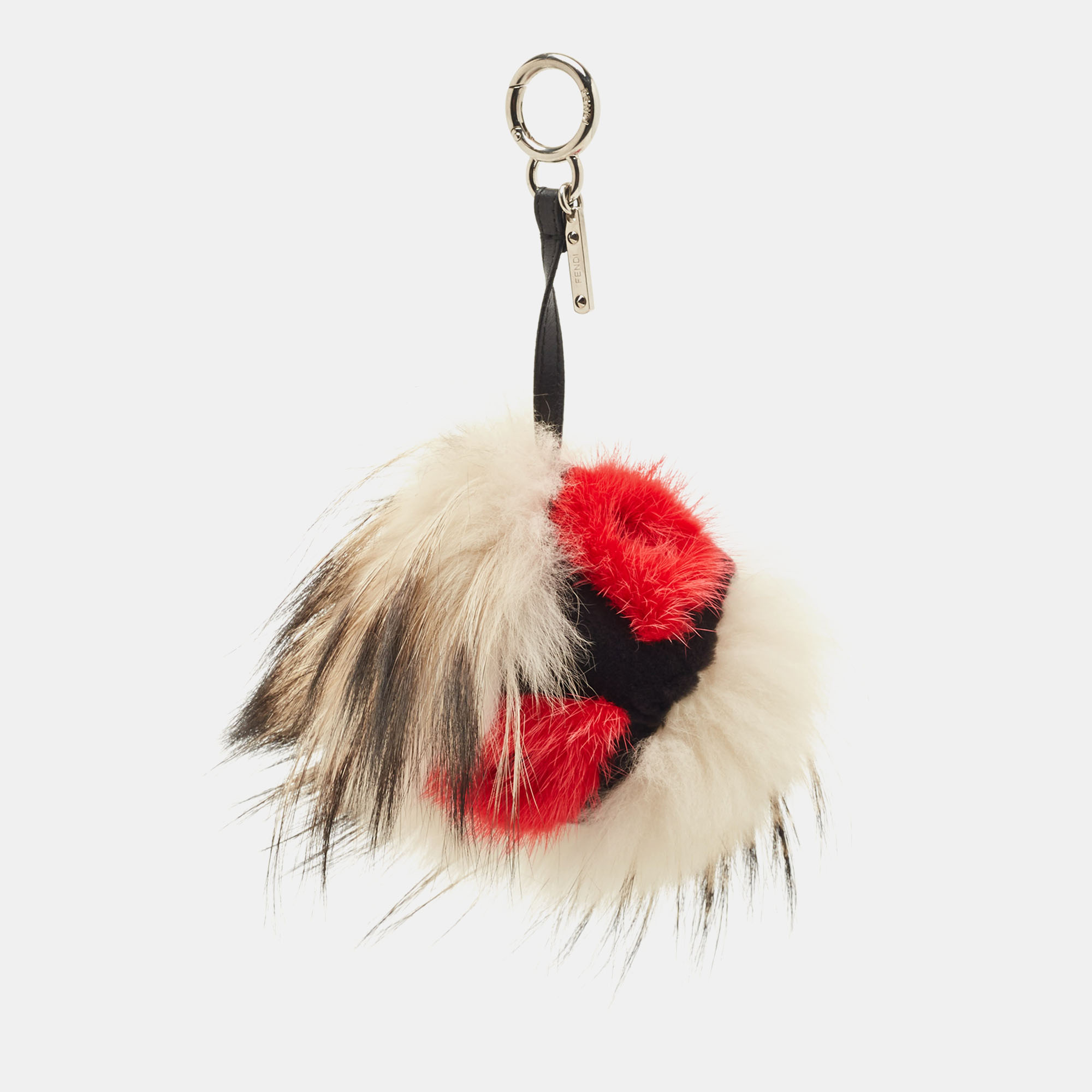 Fendi Cream/Red Fox Fur Zesty Bug Bag Charm