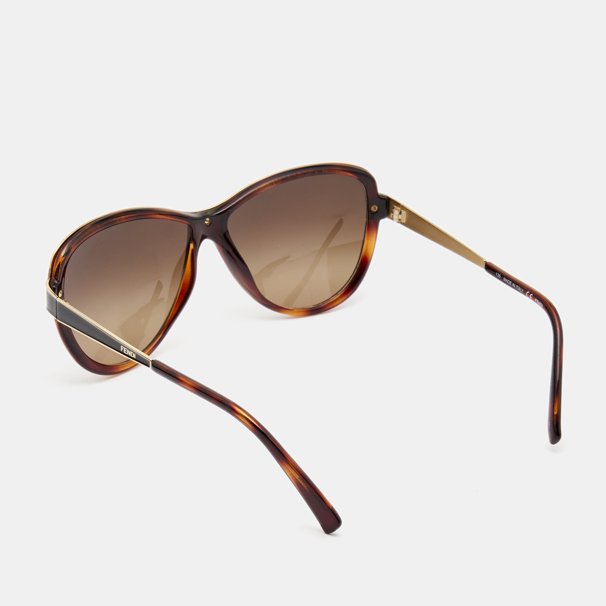 Fendi Brown/Gold Metal Frame Gradient Sunglasses