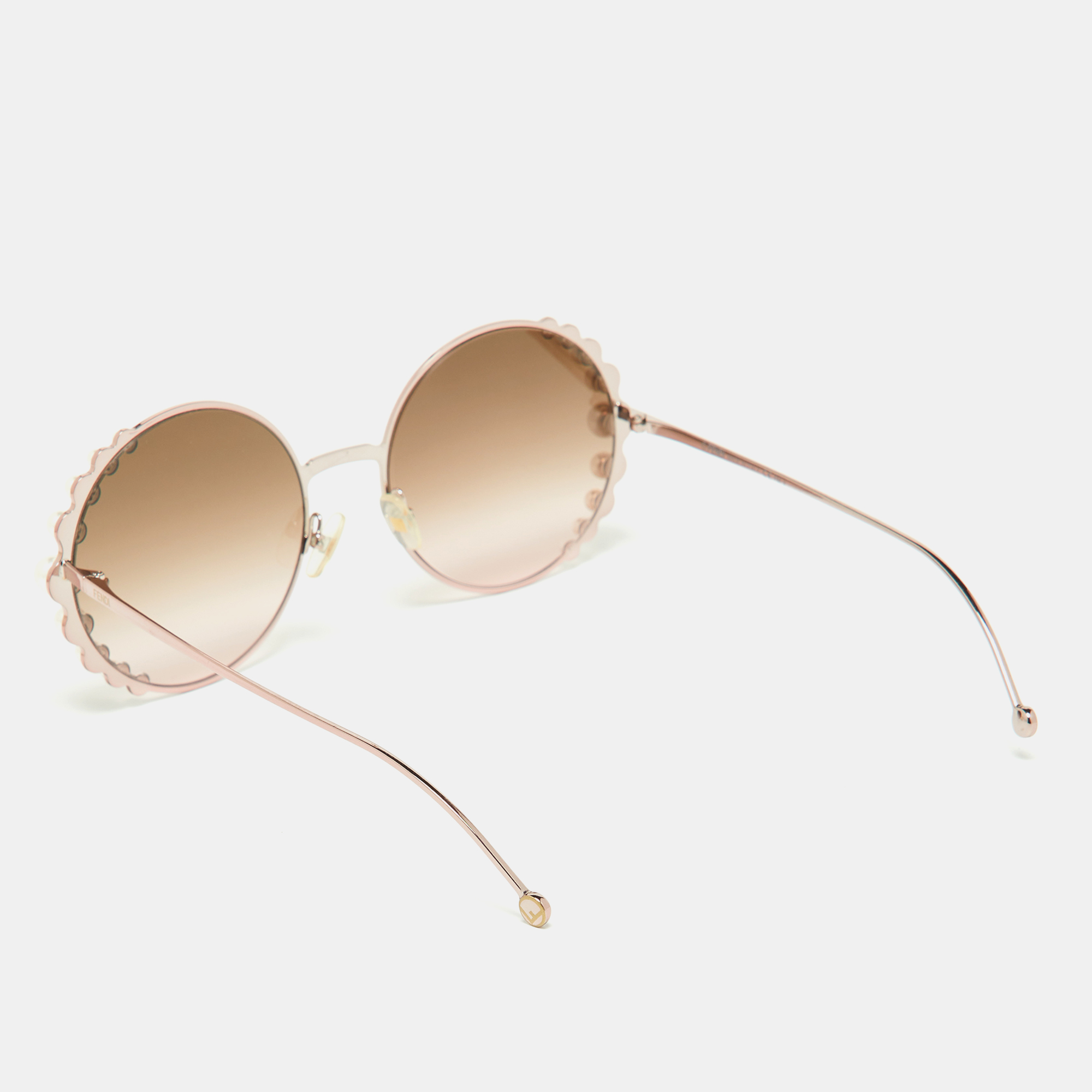 Fendi RoseGold/Pink Pearl Embellished FF0295S Round Sunglasses