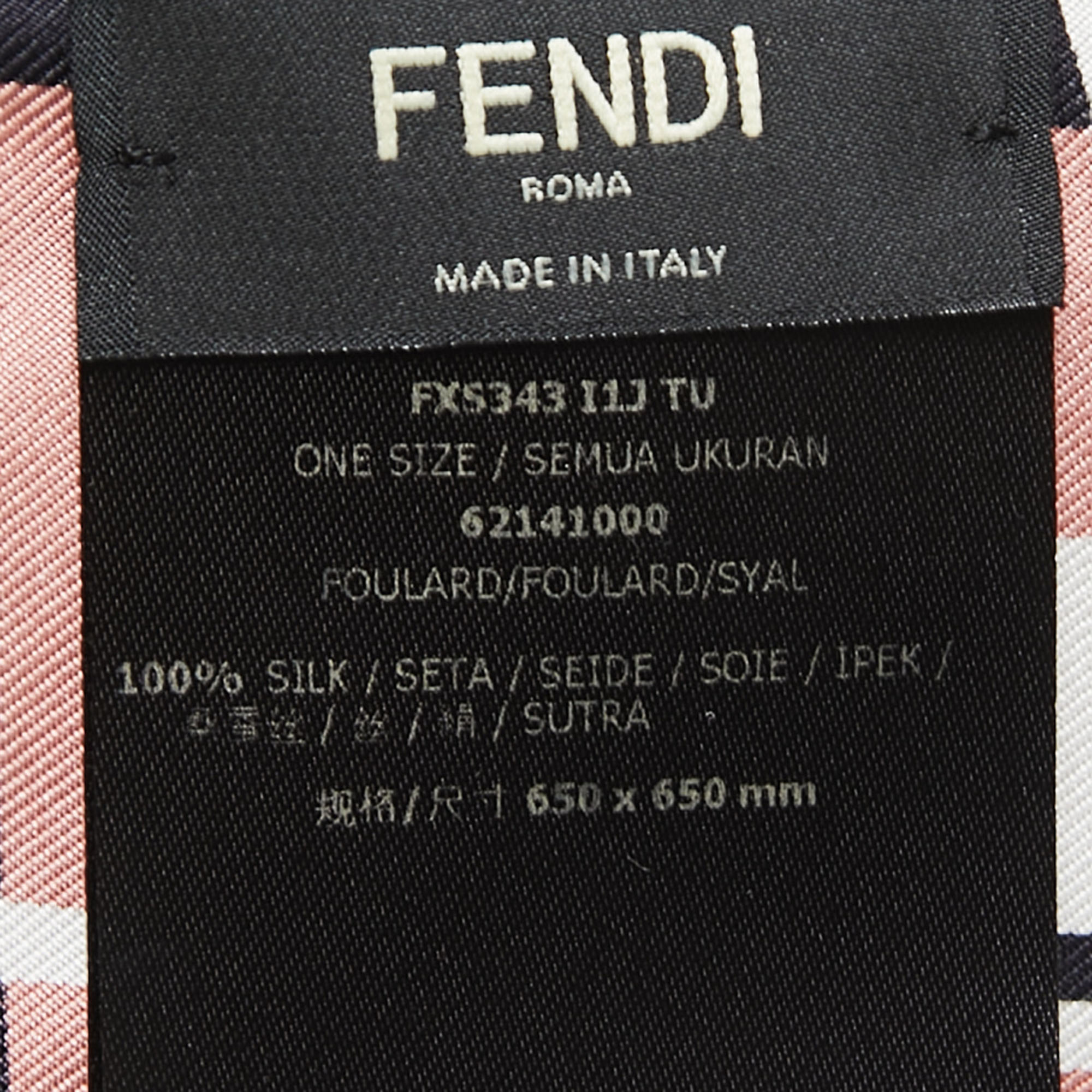 Fendi Pink/Black Cat Print Silk Scarf