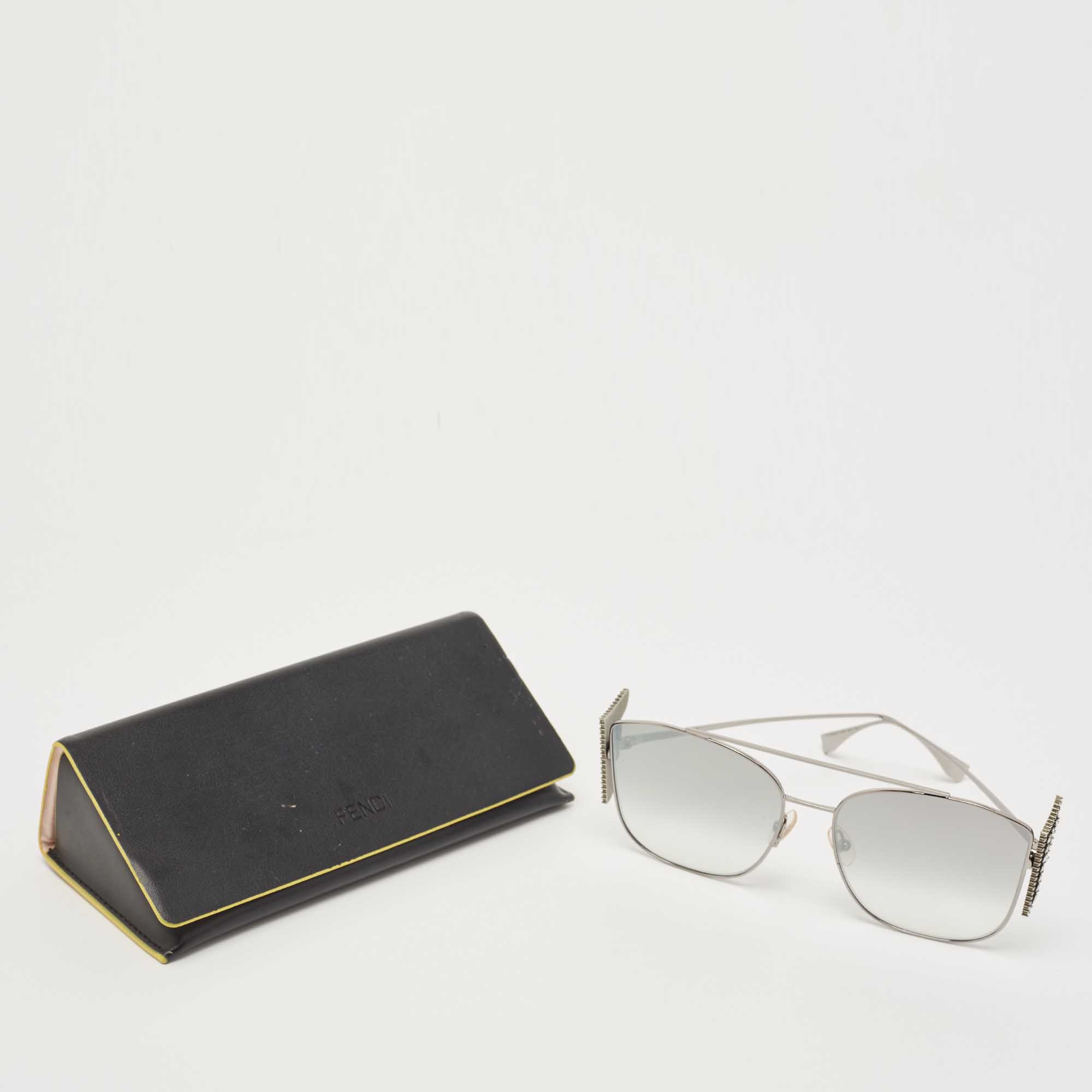 Fendi Silver/Grey Gradient FF0380/S Crystals Oversized Sunglasses