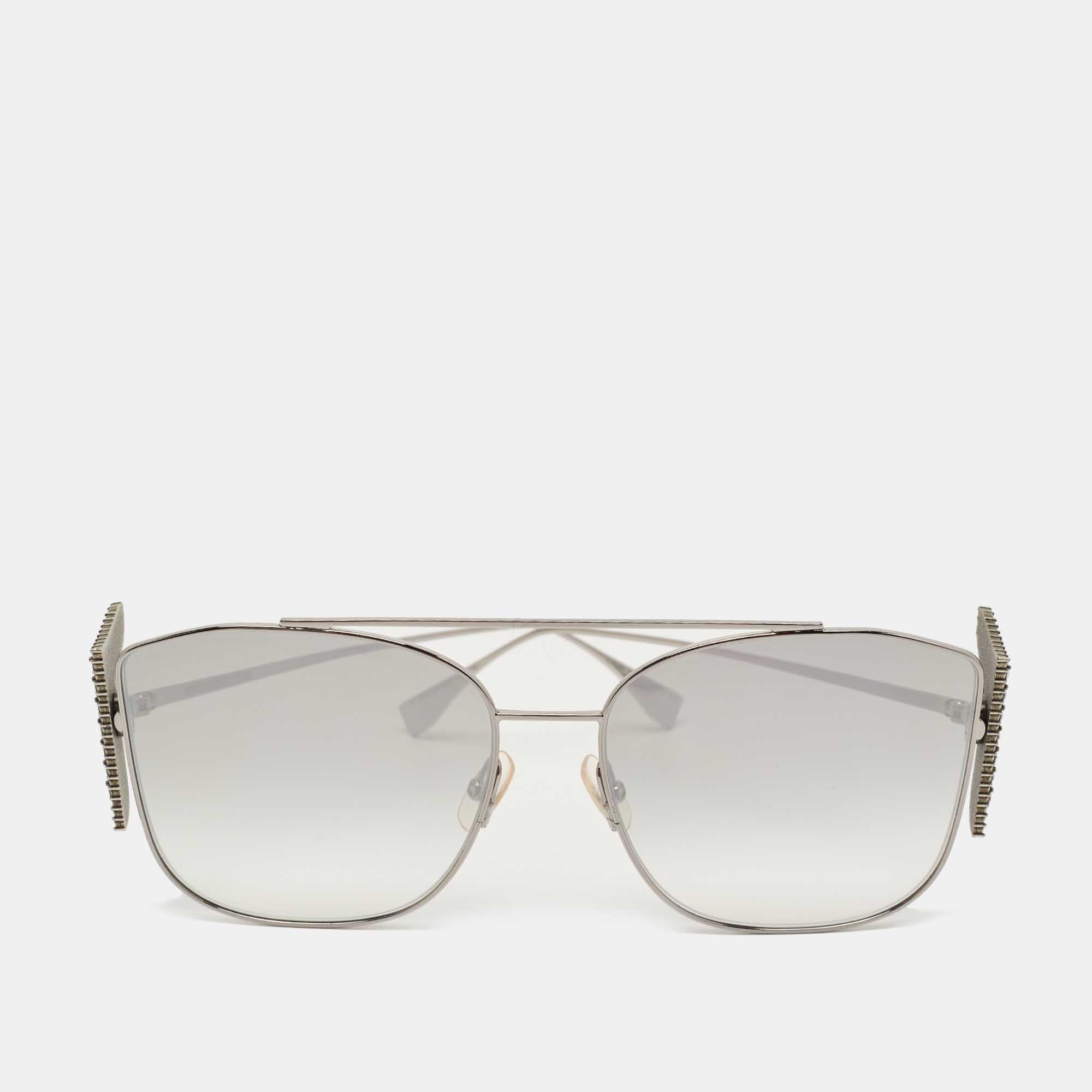 Fendi Silver/Grey Gradient FF0380/S Crystals Oversized Sunglasses