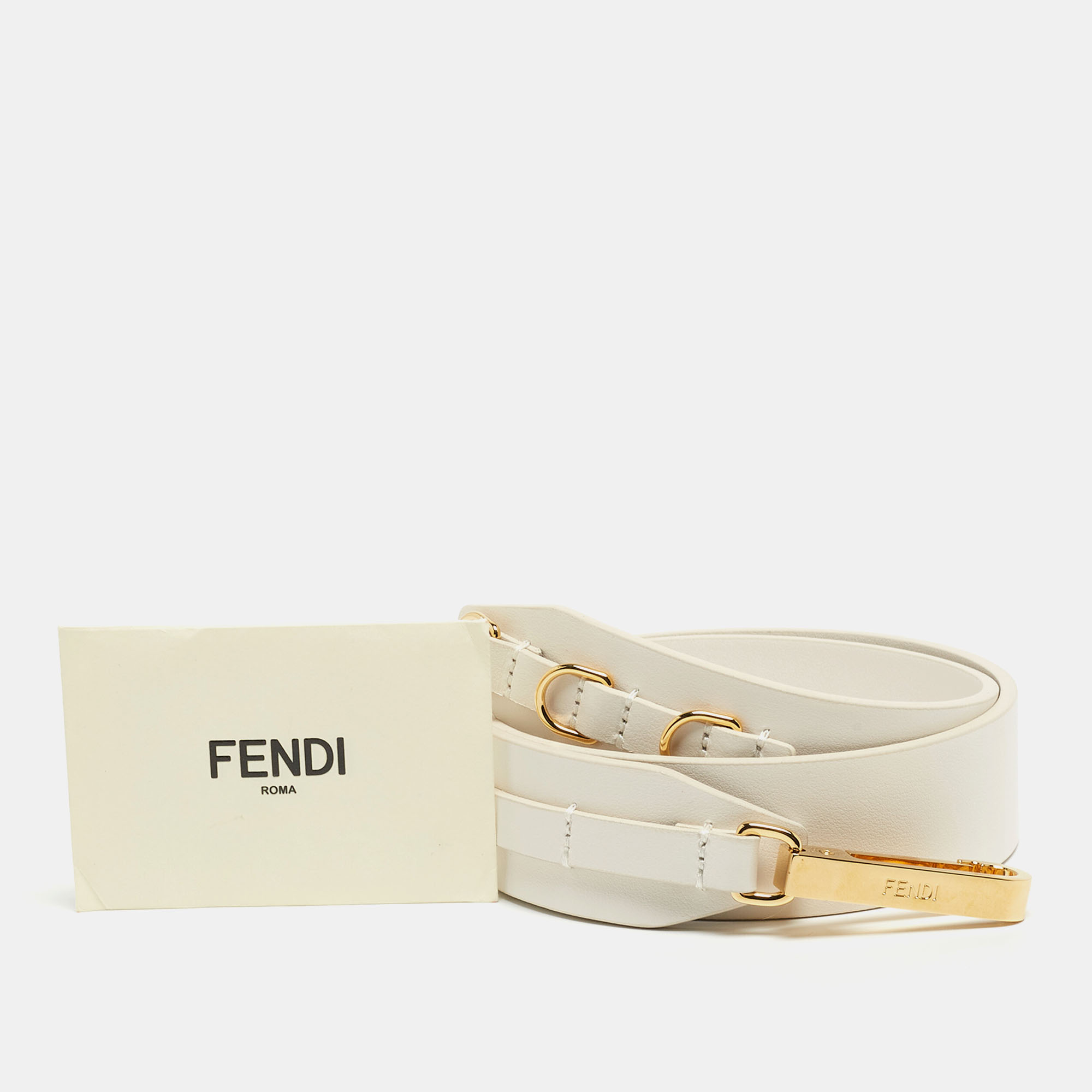 Fendi White Leather Shoulder Strap