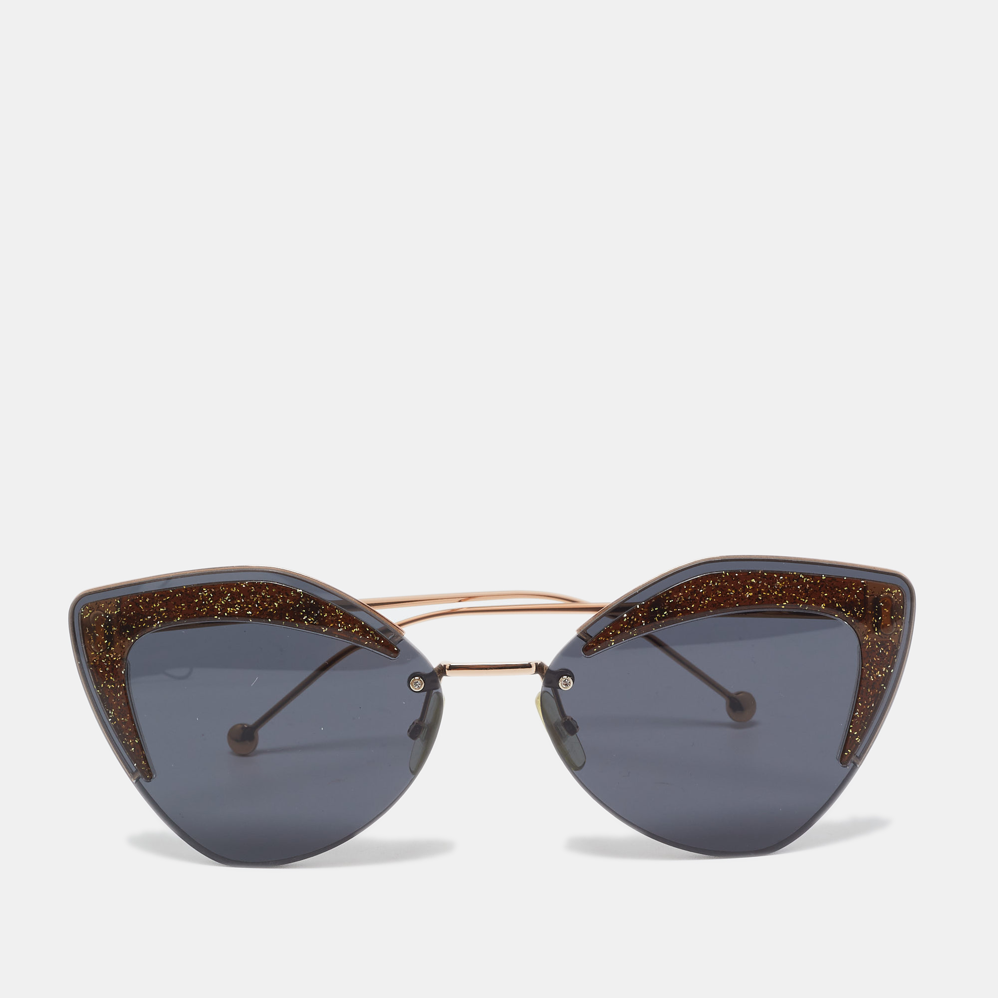 Fendi Black/Gold Glitter FF0355/S Rimless Butterfly Sunglasses