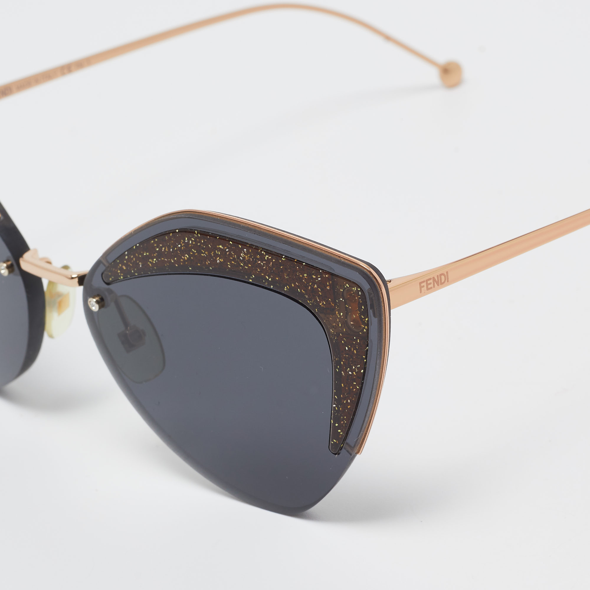 Fendi Black/Gold Glitter FF0355/S Rimless Butterfly Sunglasses
