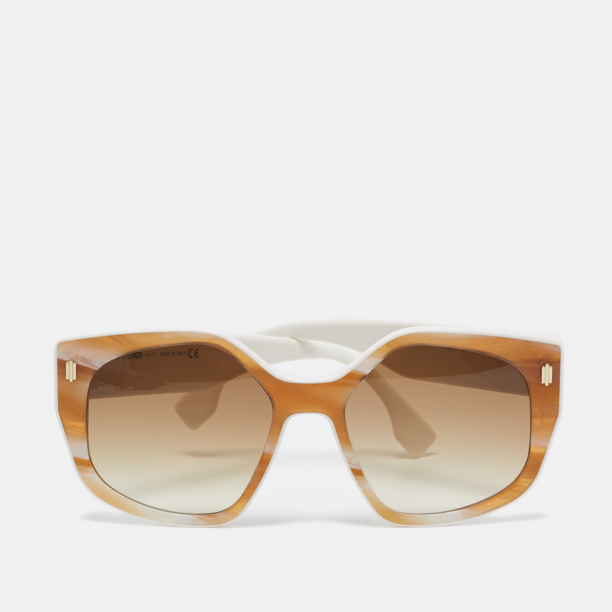 Fendi White/Brown Gradient FF 400171 Square Sunglasses