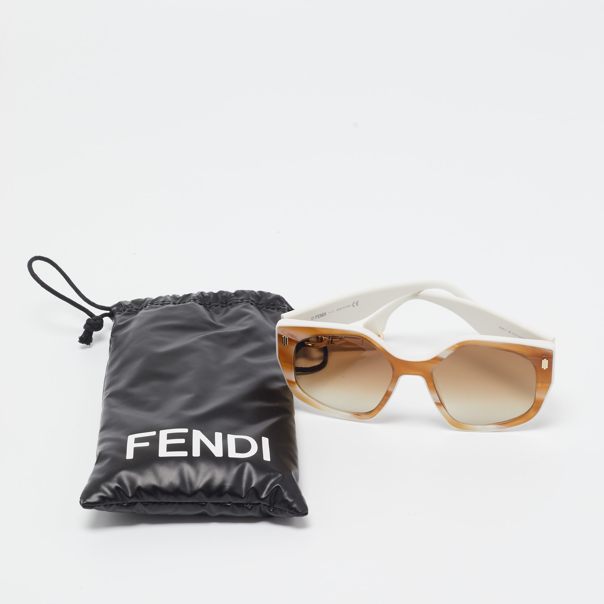 Fendi White/Brown Gradient FF 400171 Square Sunglasses