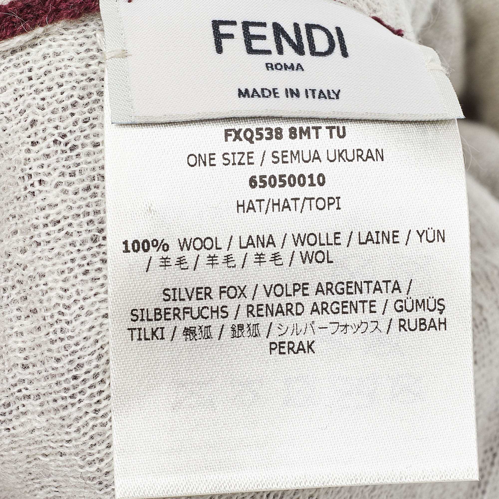 Fendi Burgundy Wool Monster Eye Fur Detail Beanie (One Size)