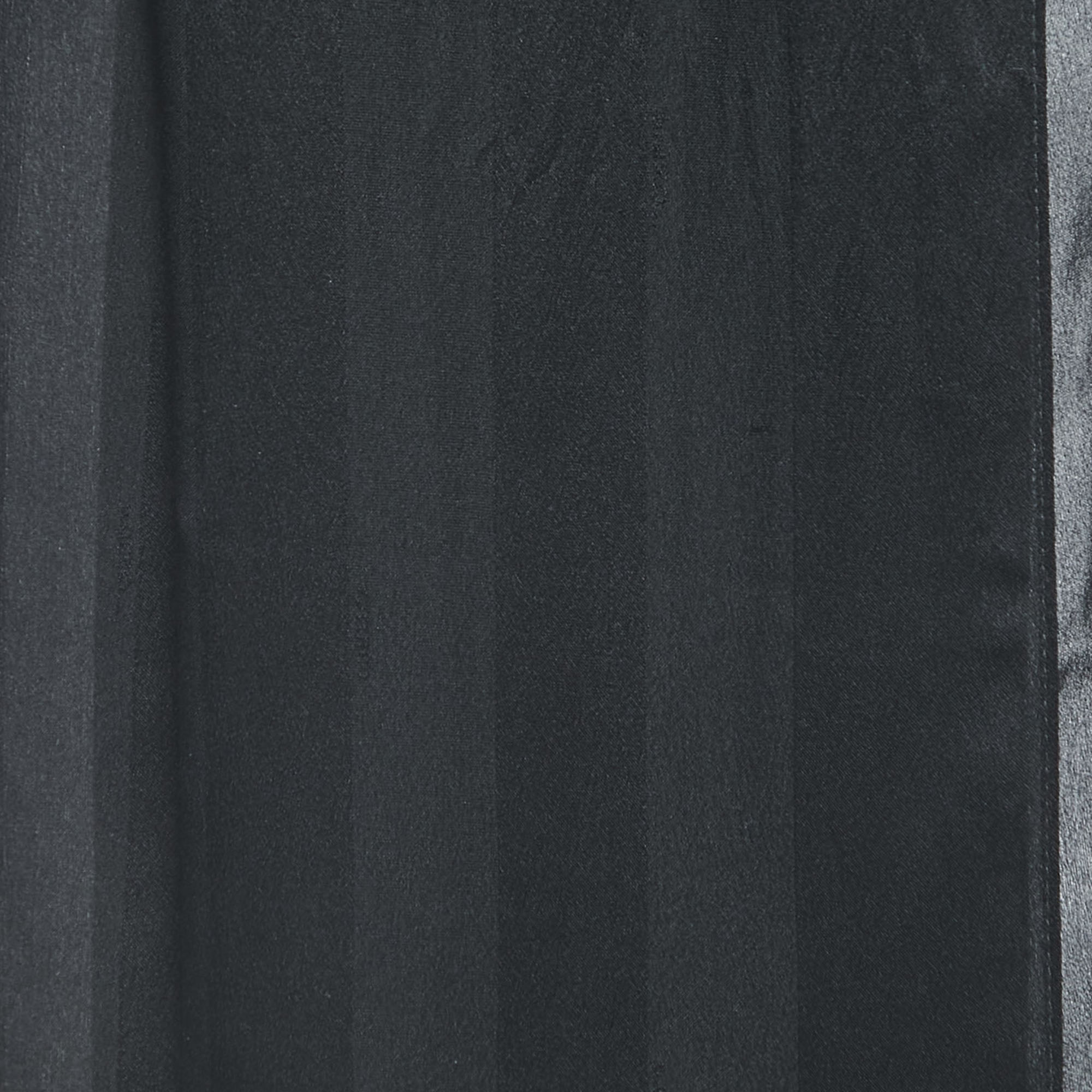 Fendi Black Striped Satin Chiffon Scarf