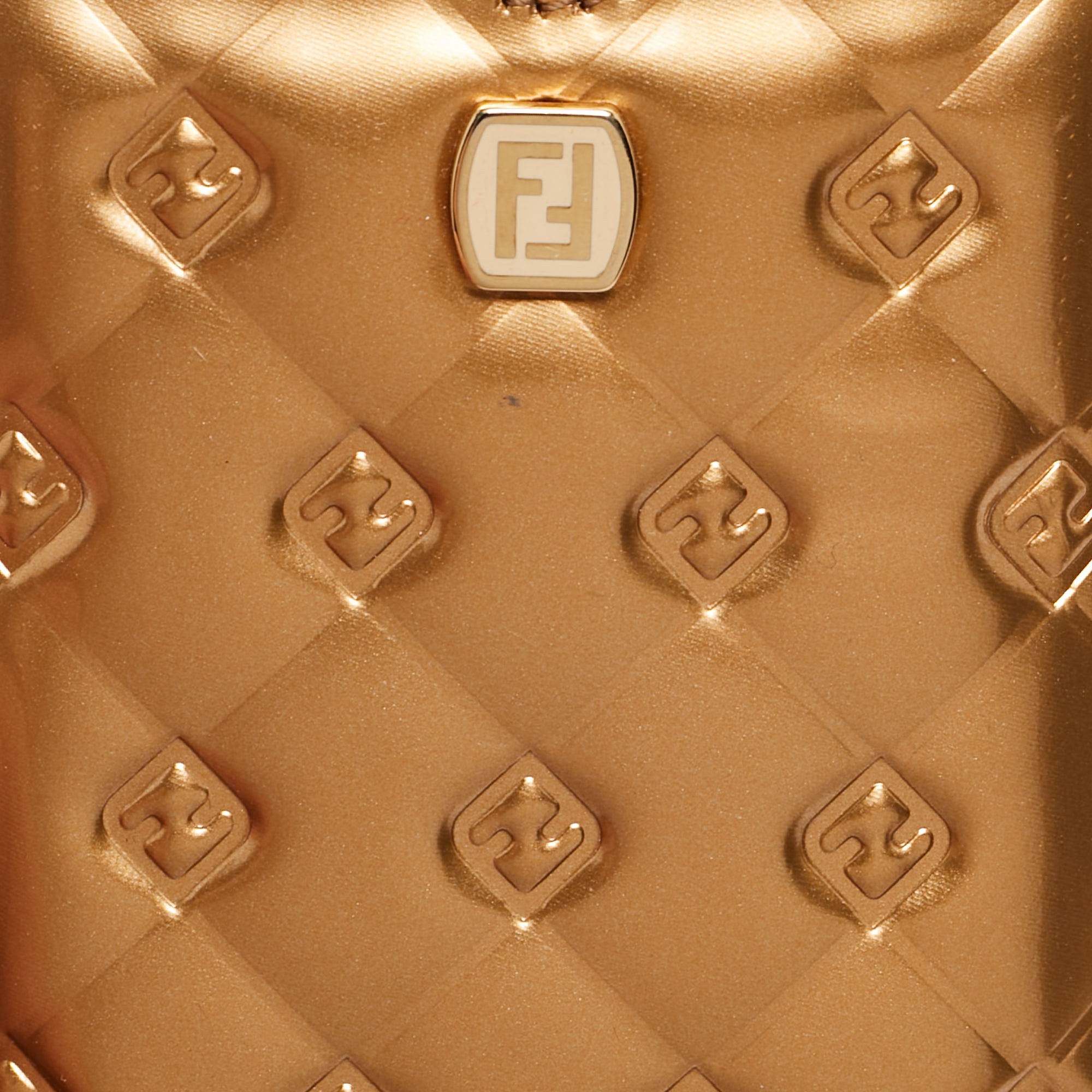 Fendi Gold Embossed Leather Fendilicious Phone Cover