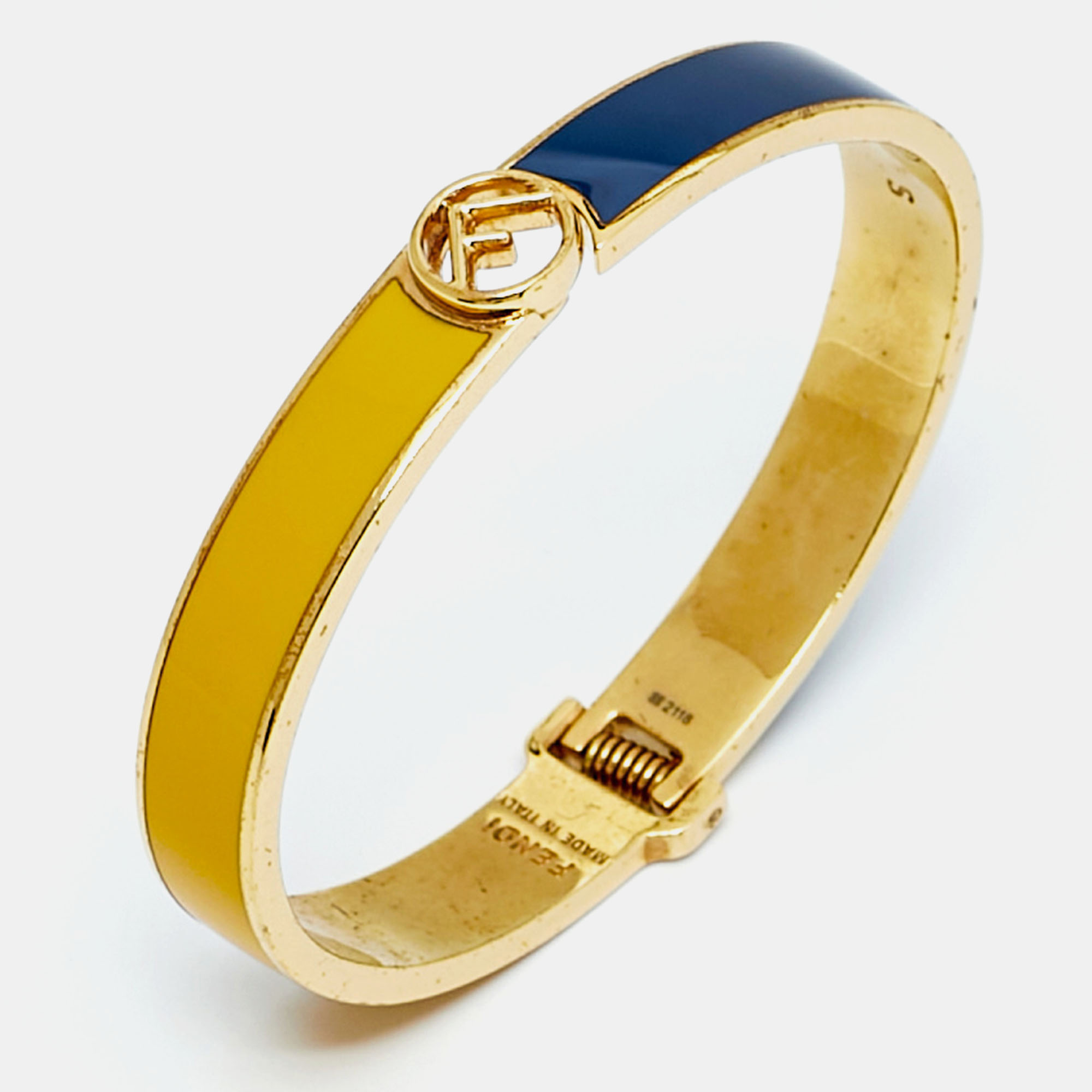 Fendi F Is Fendi Bicolor Enamel Gold Tone Bracelet S