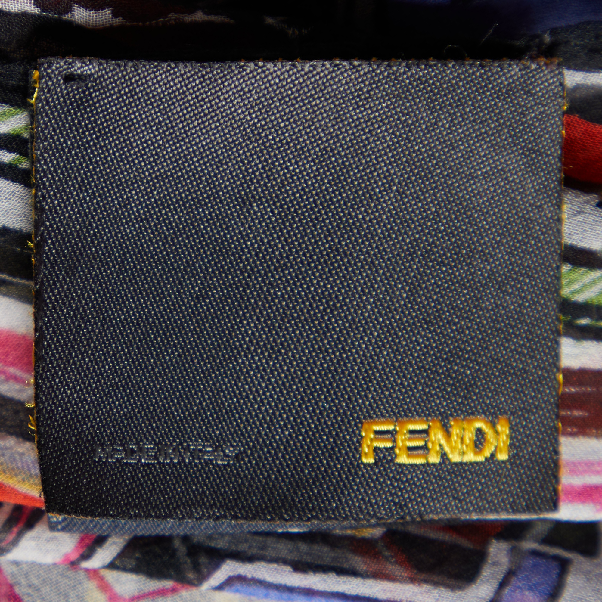 Fendi Multicolor Letter Logo Printed Silk Scarf
