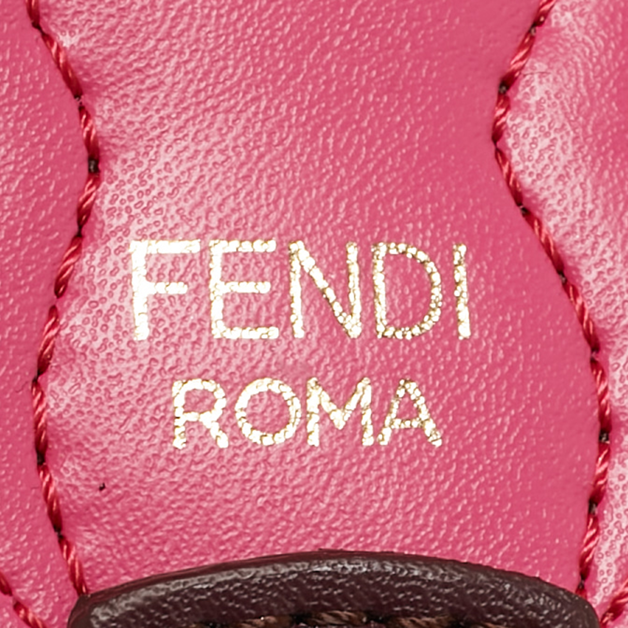 Fendi Burgundy/Pink Pearl Embellished Leather Mini Strap You Shoulder Bag Strap