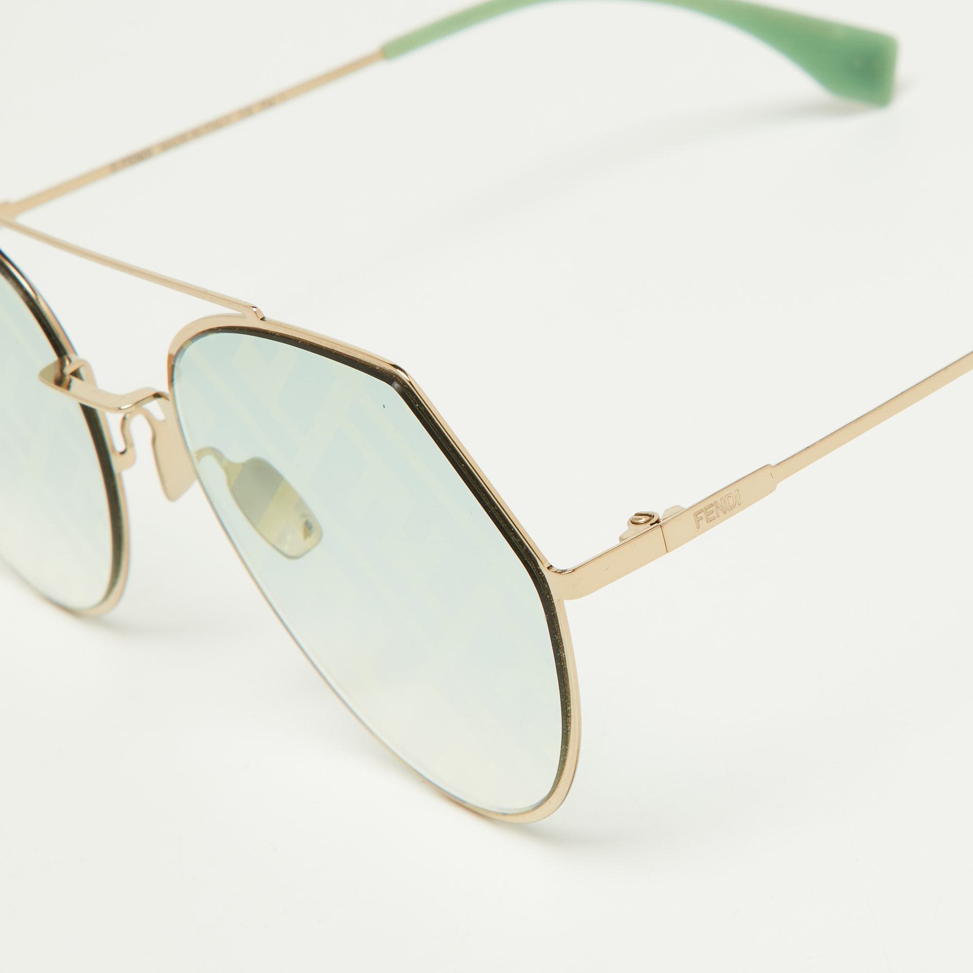 Fendi Gold Tone/Green Gradient FF0194/S Geometric Sunglasses