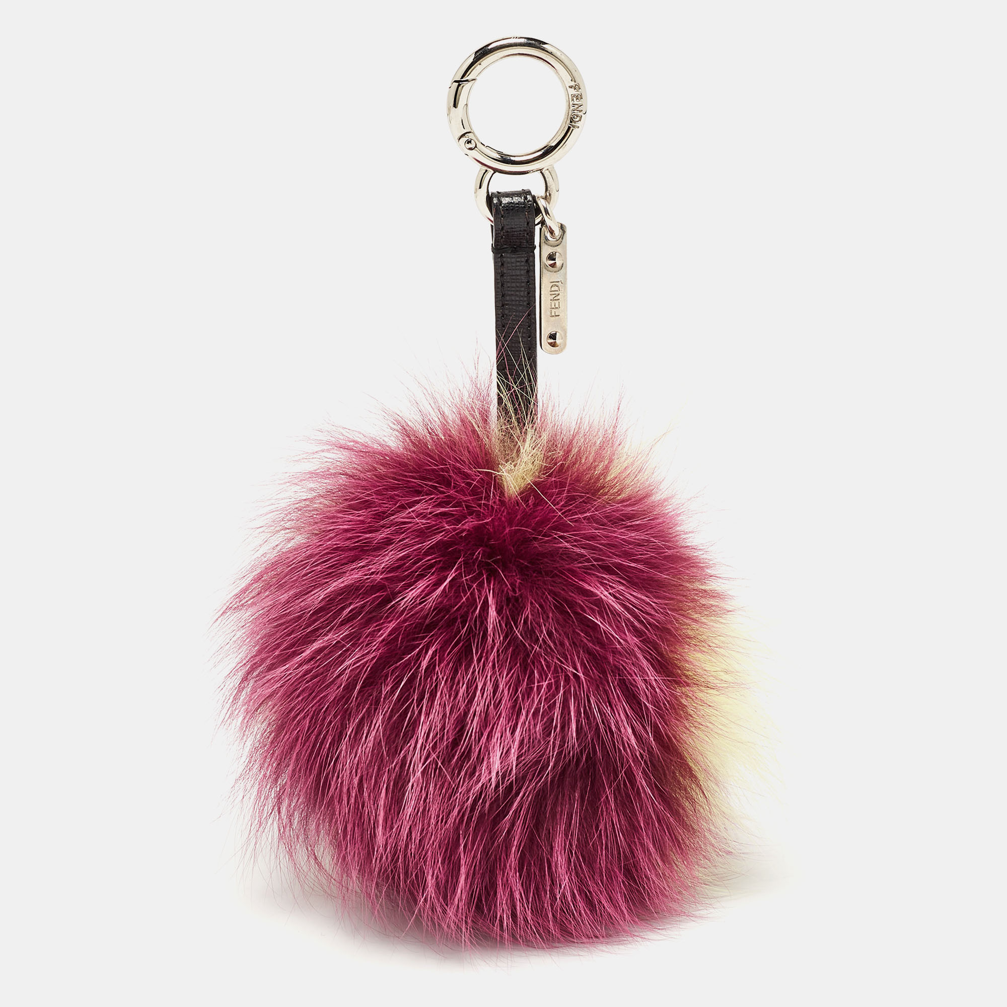 Fendi Purple/Yellow Fox Fur Pom Pom Bag Charm