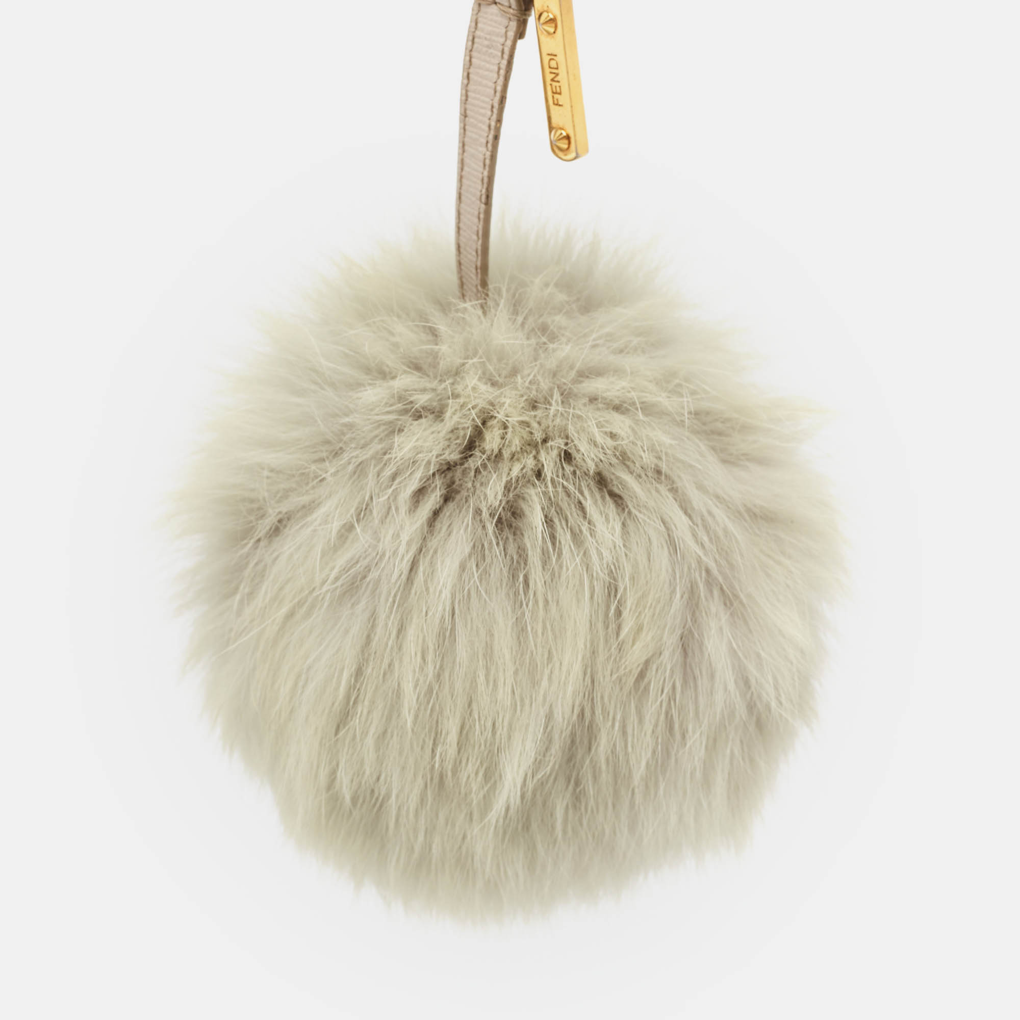 Fendi Grey Fur And Leather Pom Pom Bag Charm