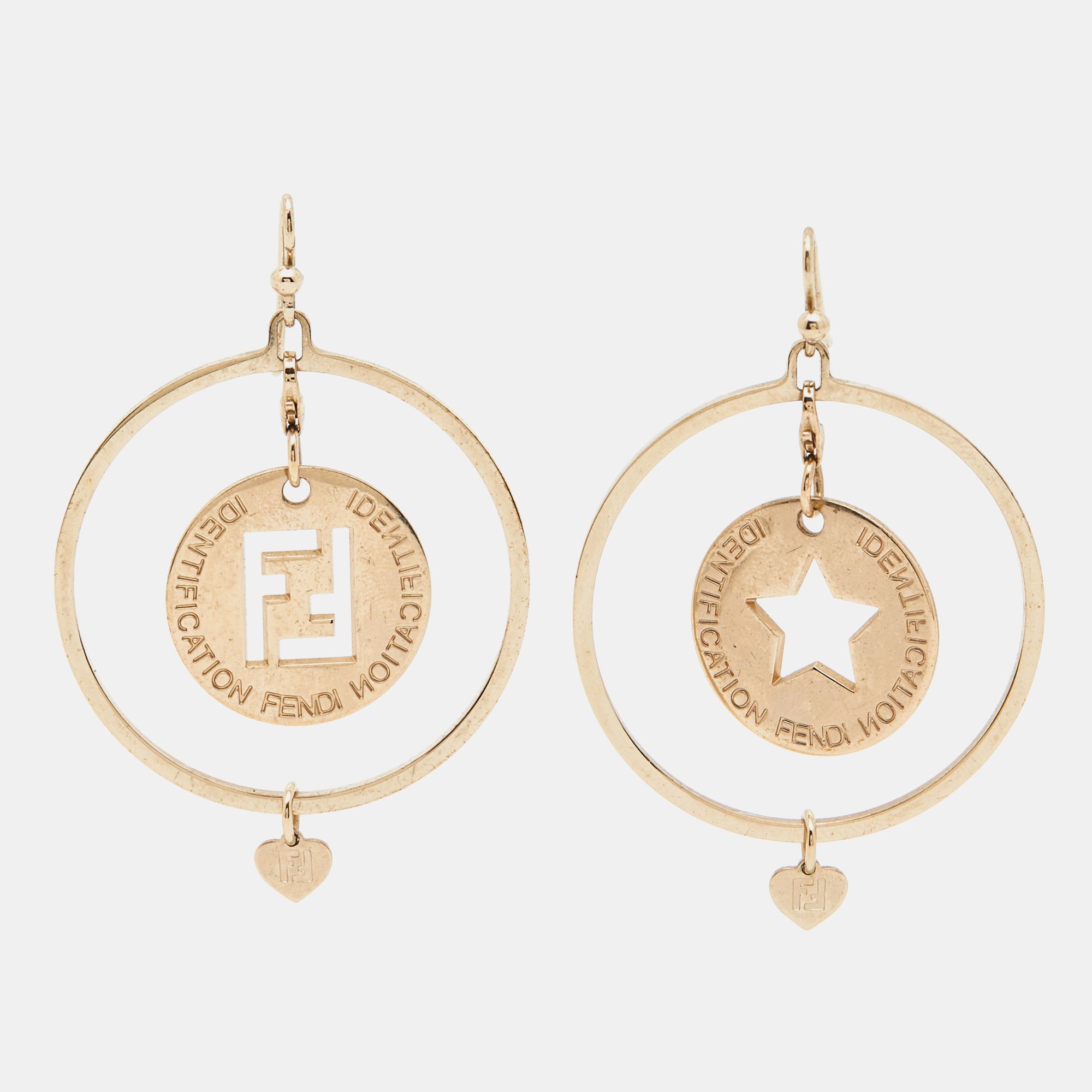 Fendi identification gold tone earrings
