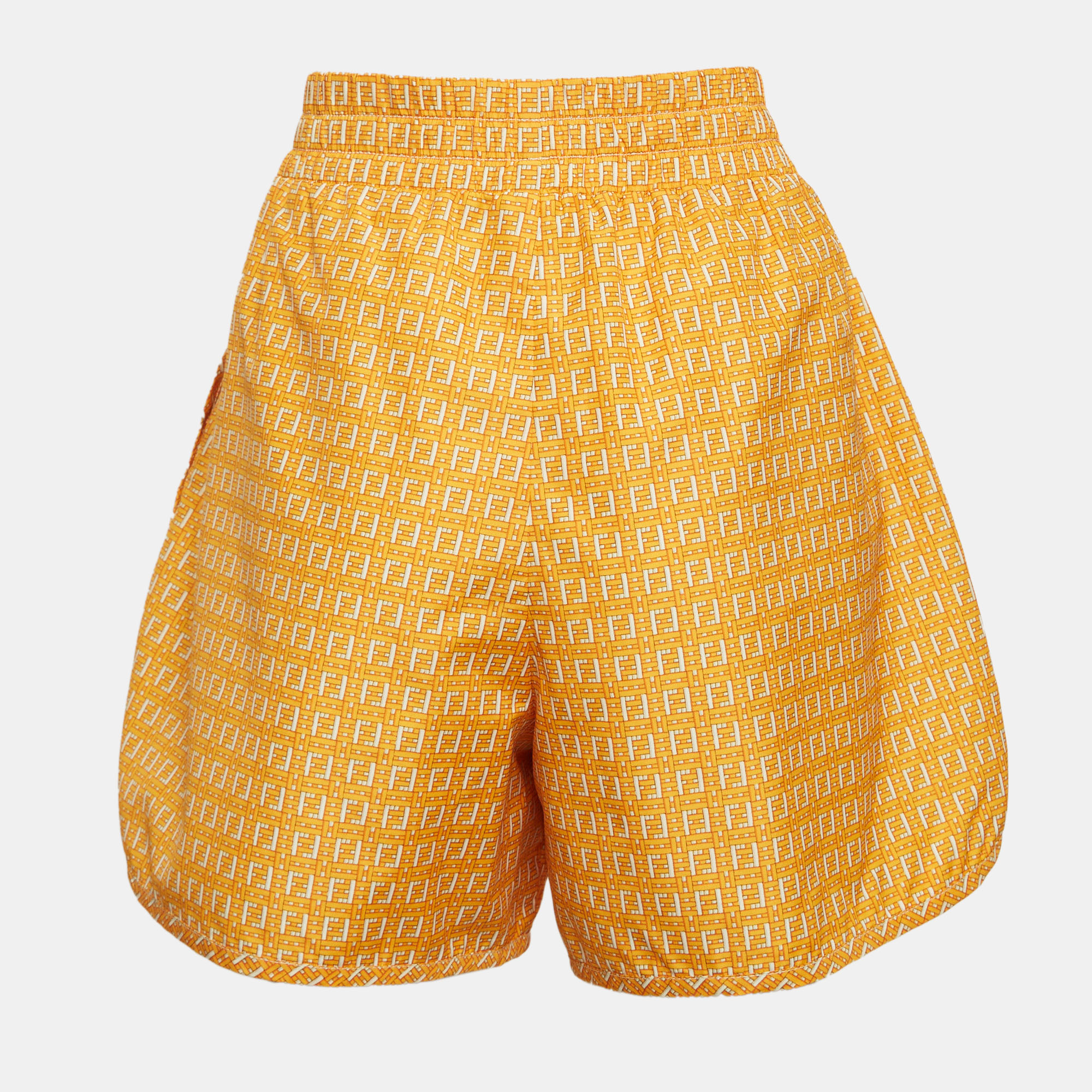 Fendi Yellow FF Print Synthetic Gym Shorts L