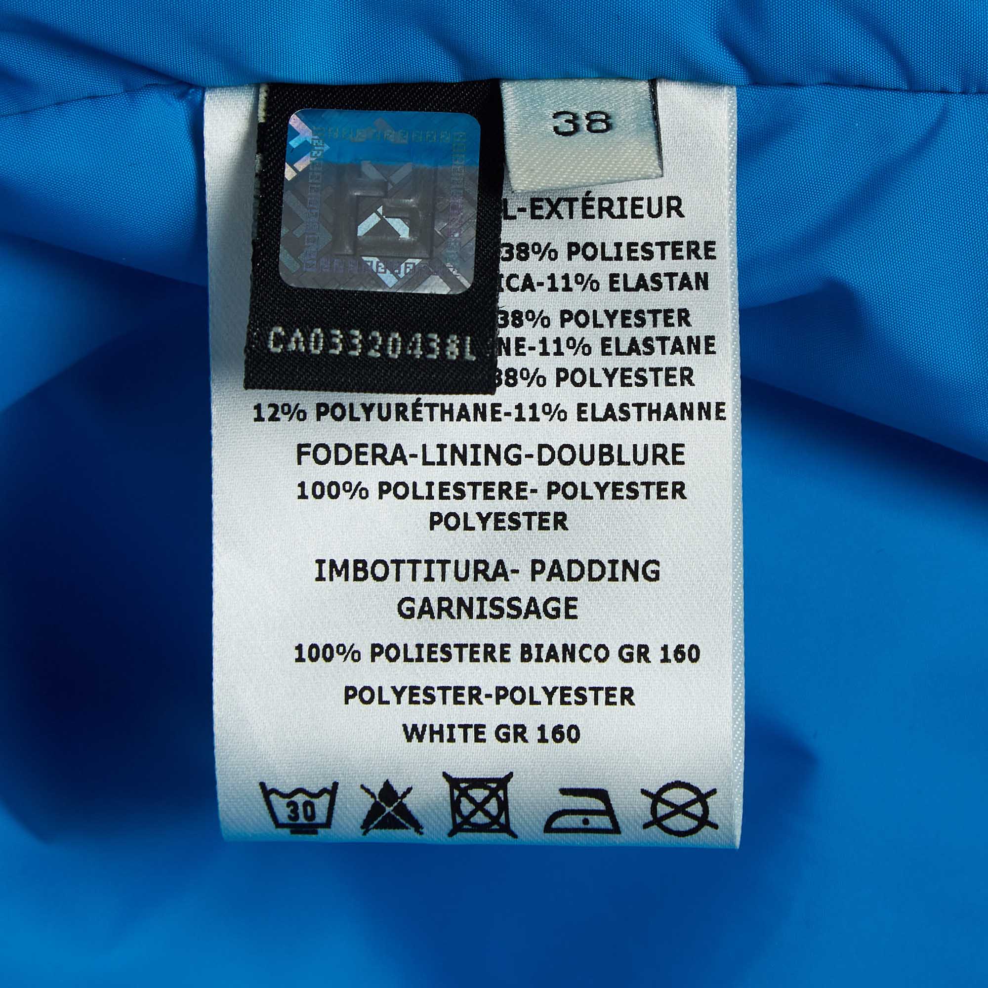 Fendi Blue/White Synthetic Padded Ski Jacket S