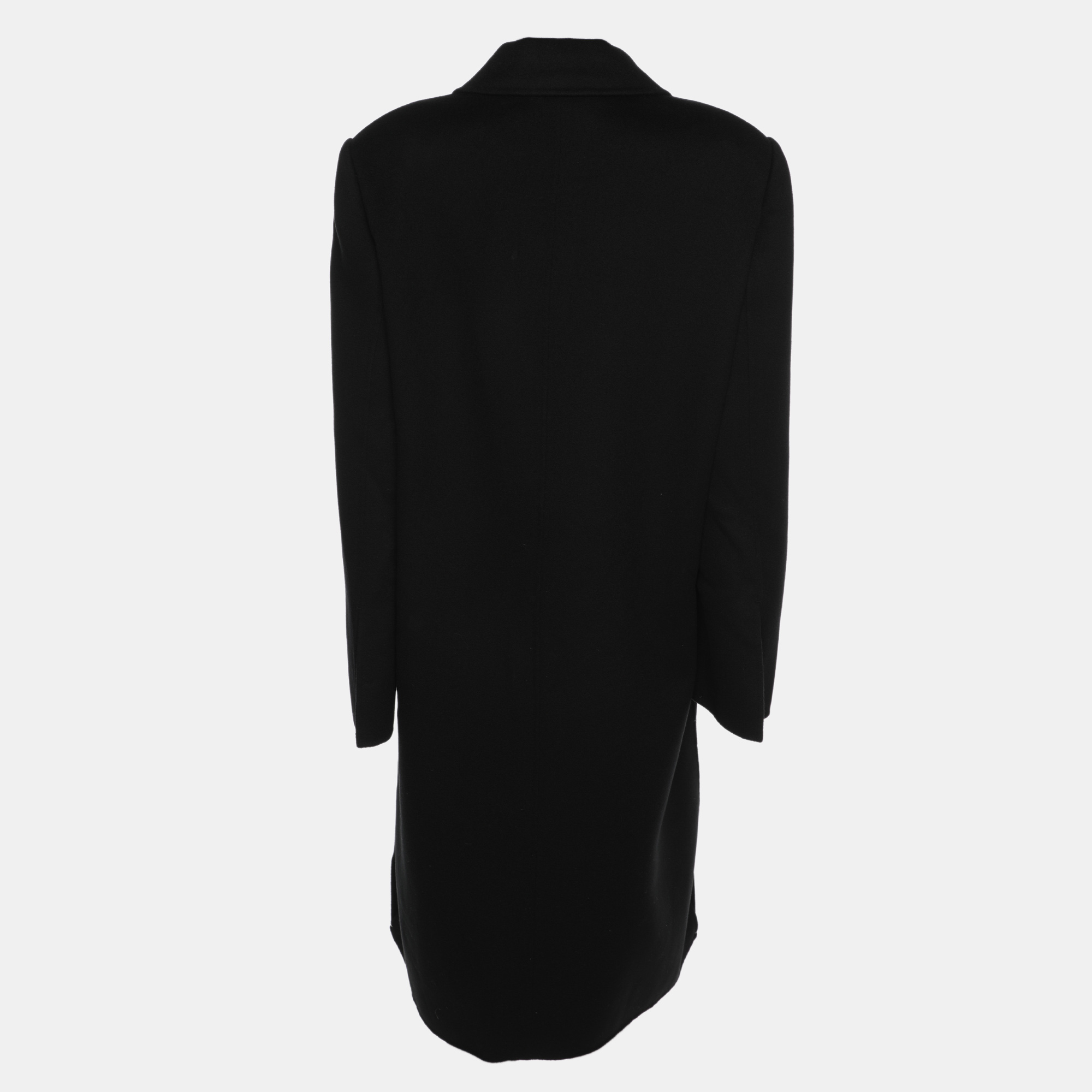 Fendi Black Wool Double Breasted Coat L