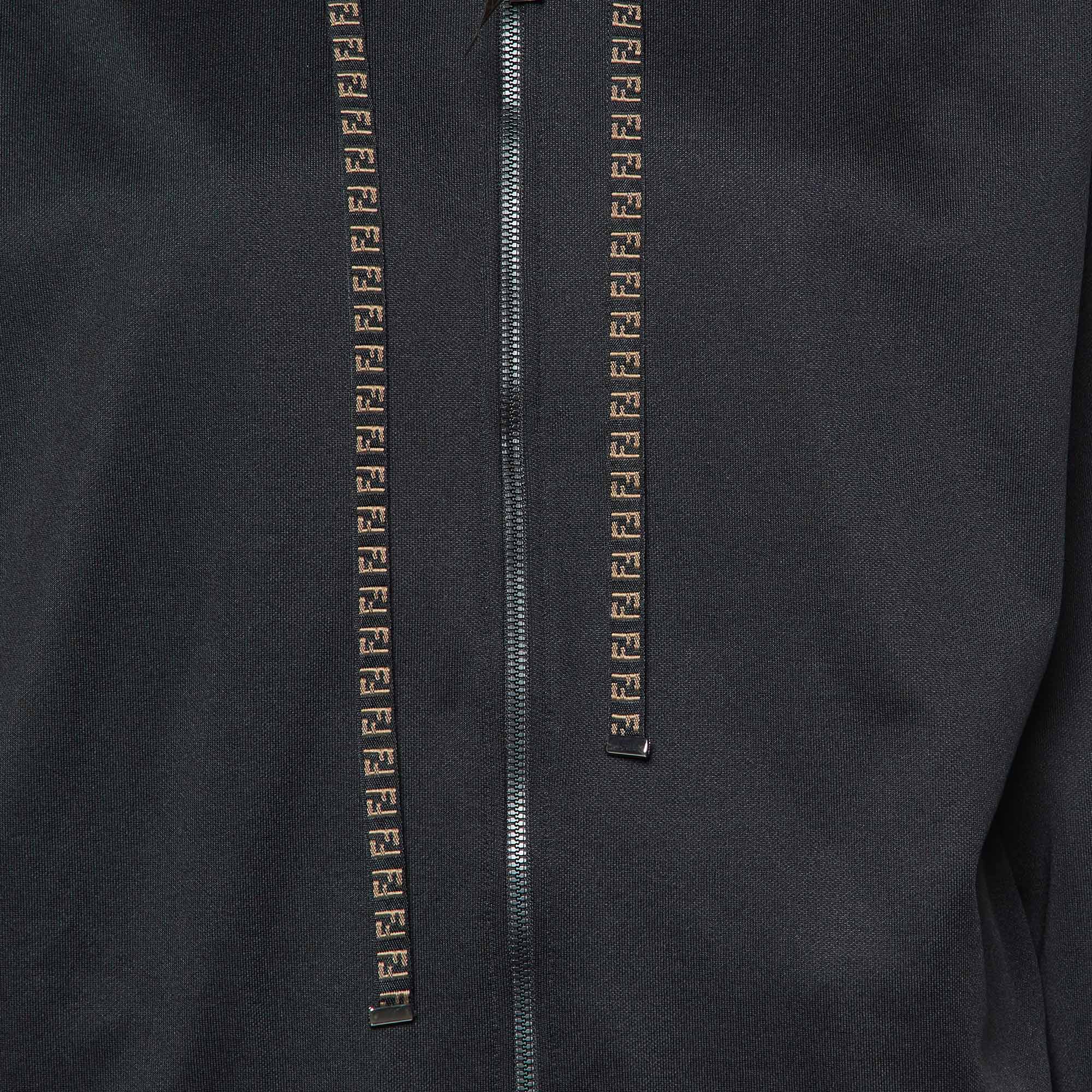 Fendi Black Jersey FF Logo Trim Track Suit XS/S