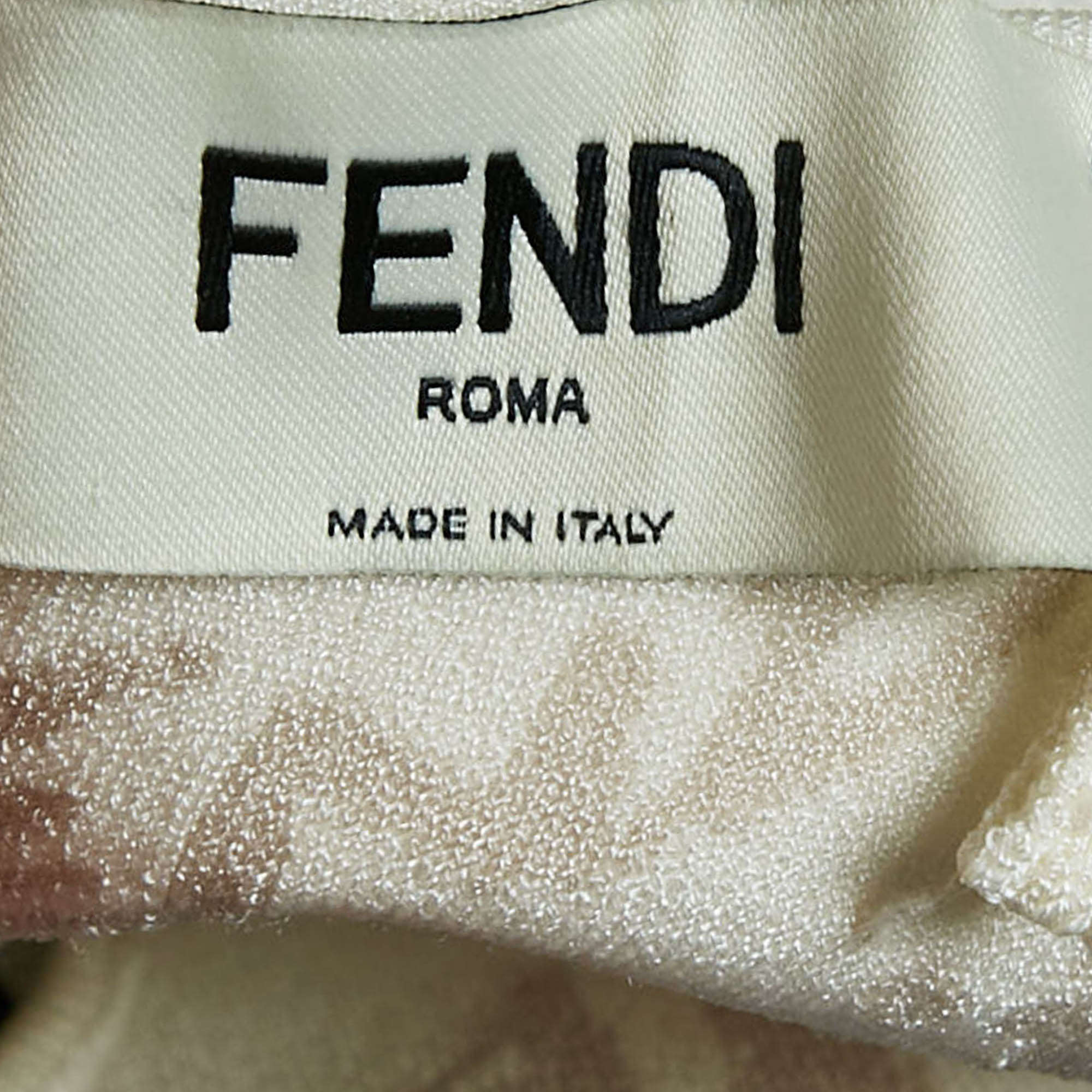 Fendi Off-White Knit Cut-out Logo Detail Mini Bodycon Dress S