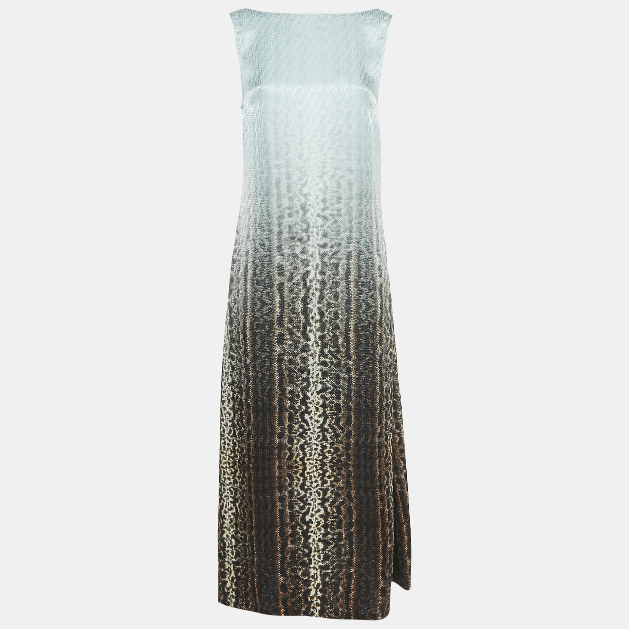 Fendi Blue Gradient Print Silk Chain Detail Sleeveless Aruf Maxi Dress S
Fendi Blue Gradient Print Silk Chain Detail Sleeveless Aruf Maxi Dress S