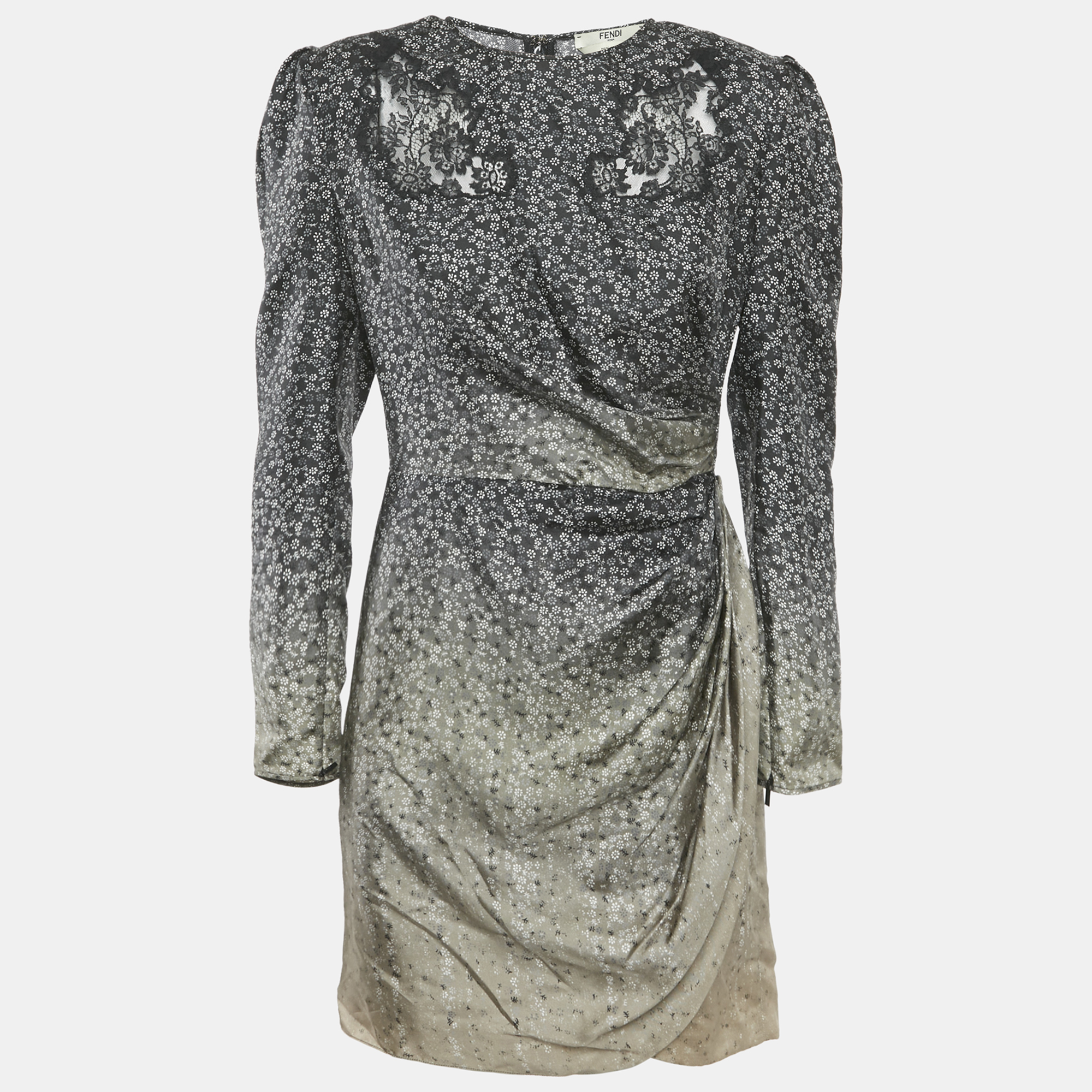 Fendi Black Floral Print Fading Silk Lace Trim Mini Dress S, Navy blue
Fendi Black Floral Print Fading Silk Lace Trim Mini Dress S, Navy blue