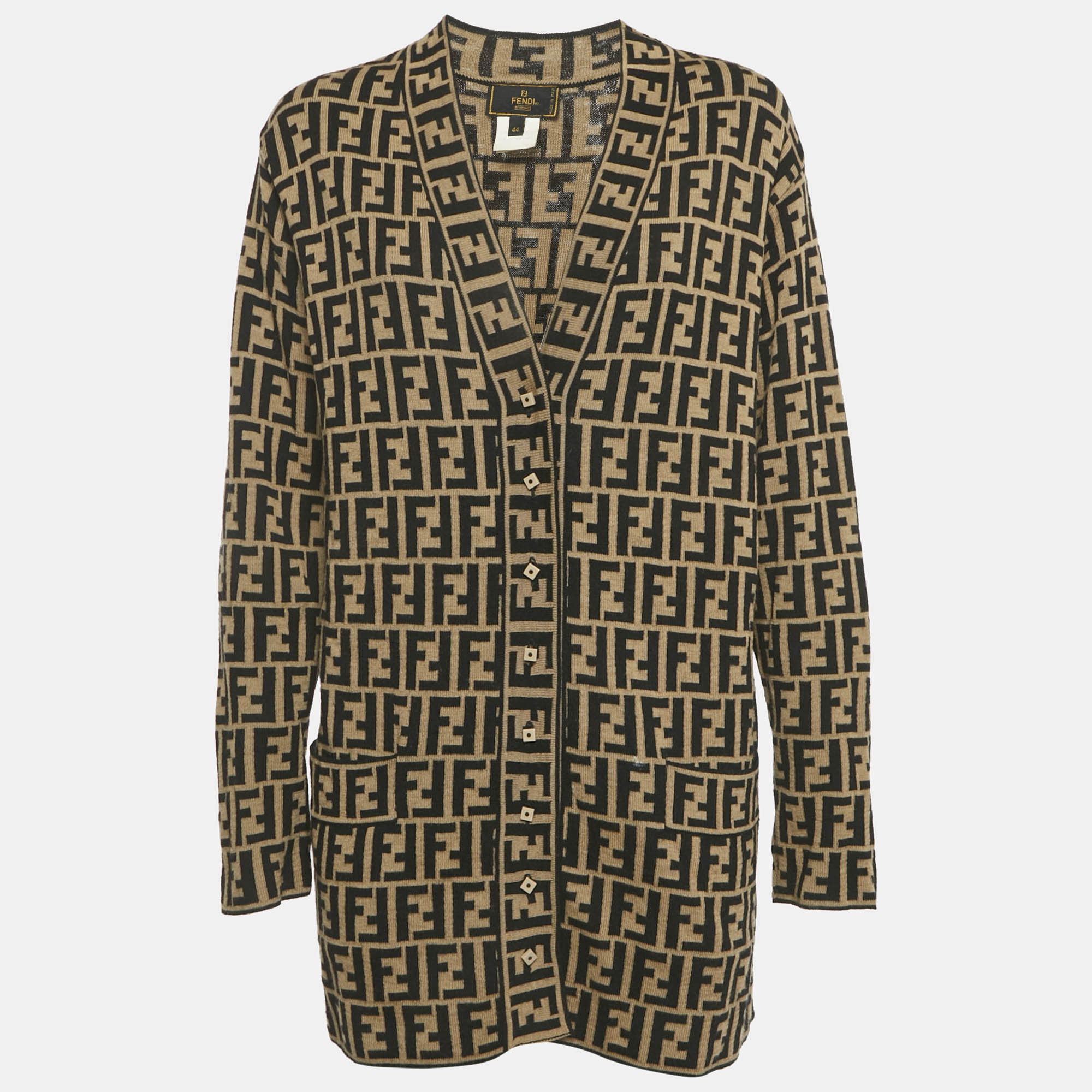 Fendi Vintage Brown Zucca Jacquard Knit Cardigan M
Fendi Vintage Brown Zucca Jacquard Knit Cardigan M