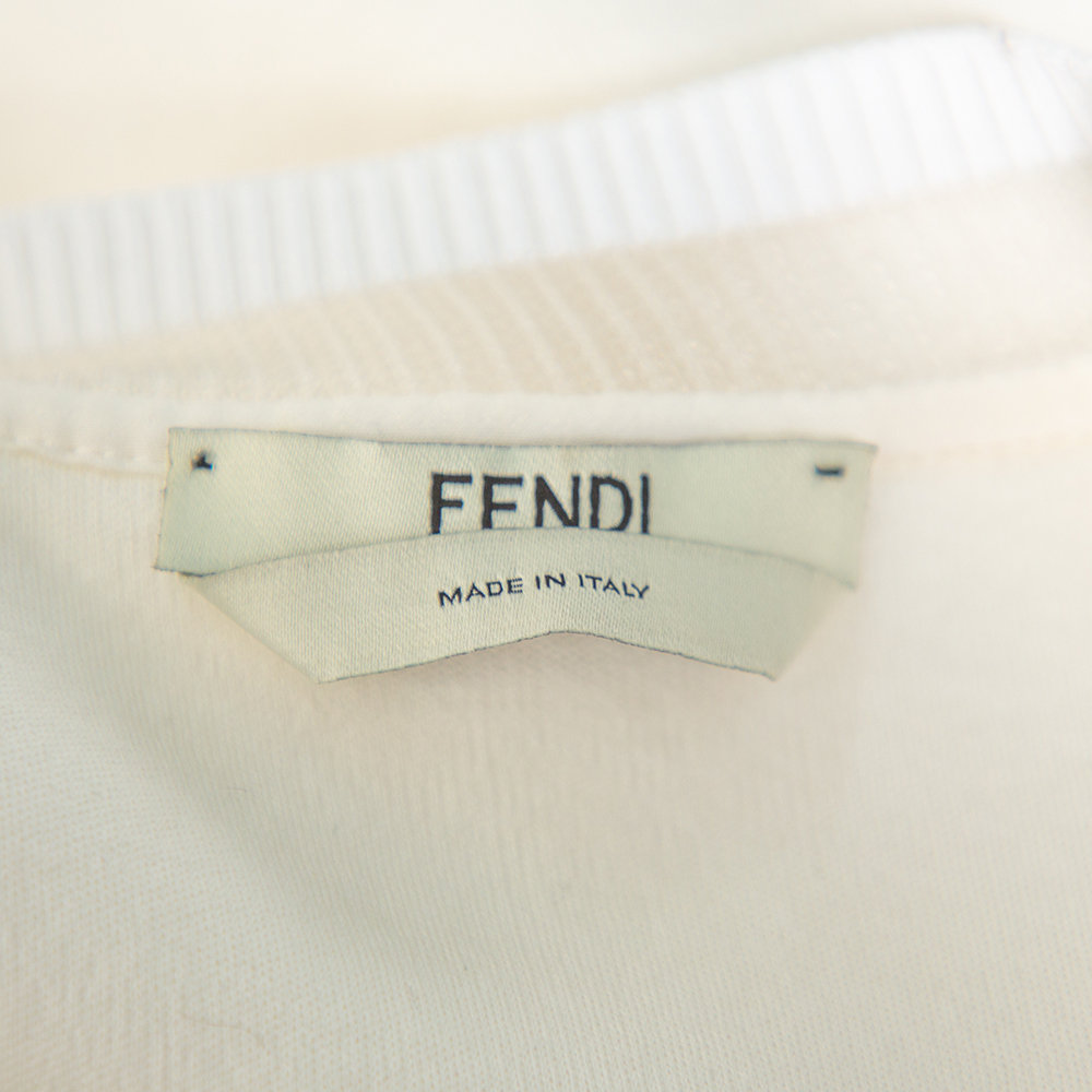 Fendi Cream Knit Pom - Pom Applique Flared Sleeve Jumper M