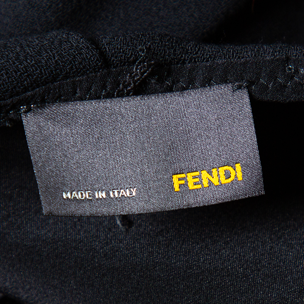 Fendi Black Crepe Pleated One Shoulder Mini Dress S