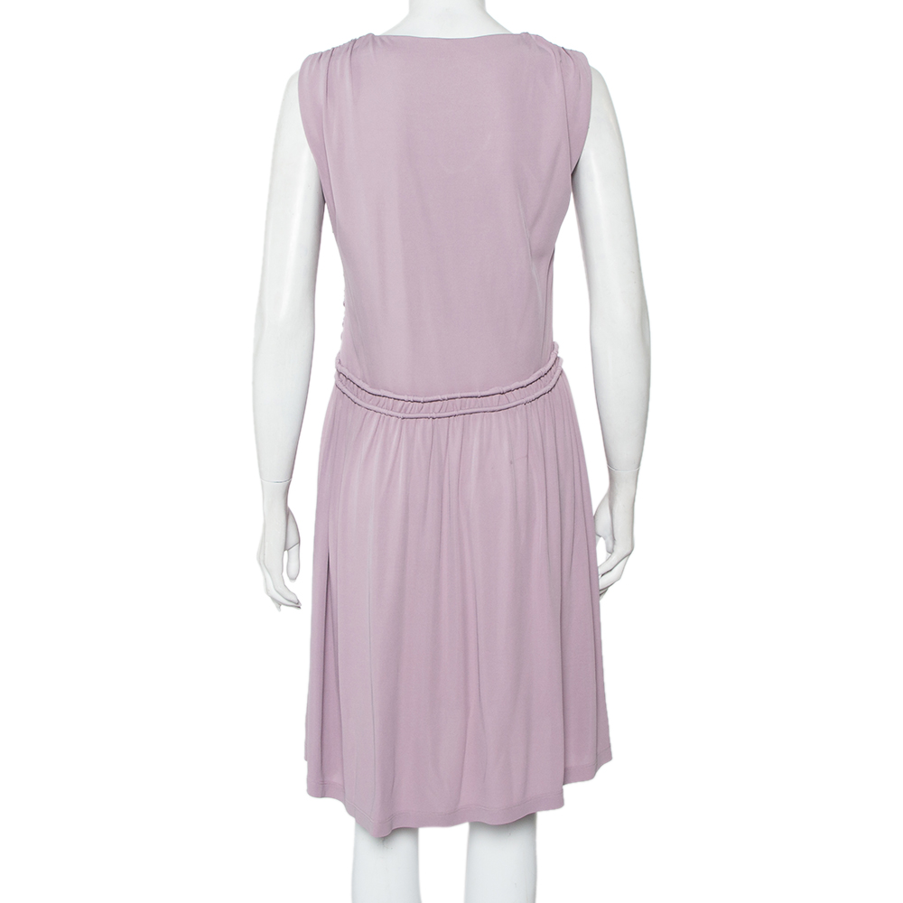 Fendi Lilac Knit Ruched Detail Mini Dress M