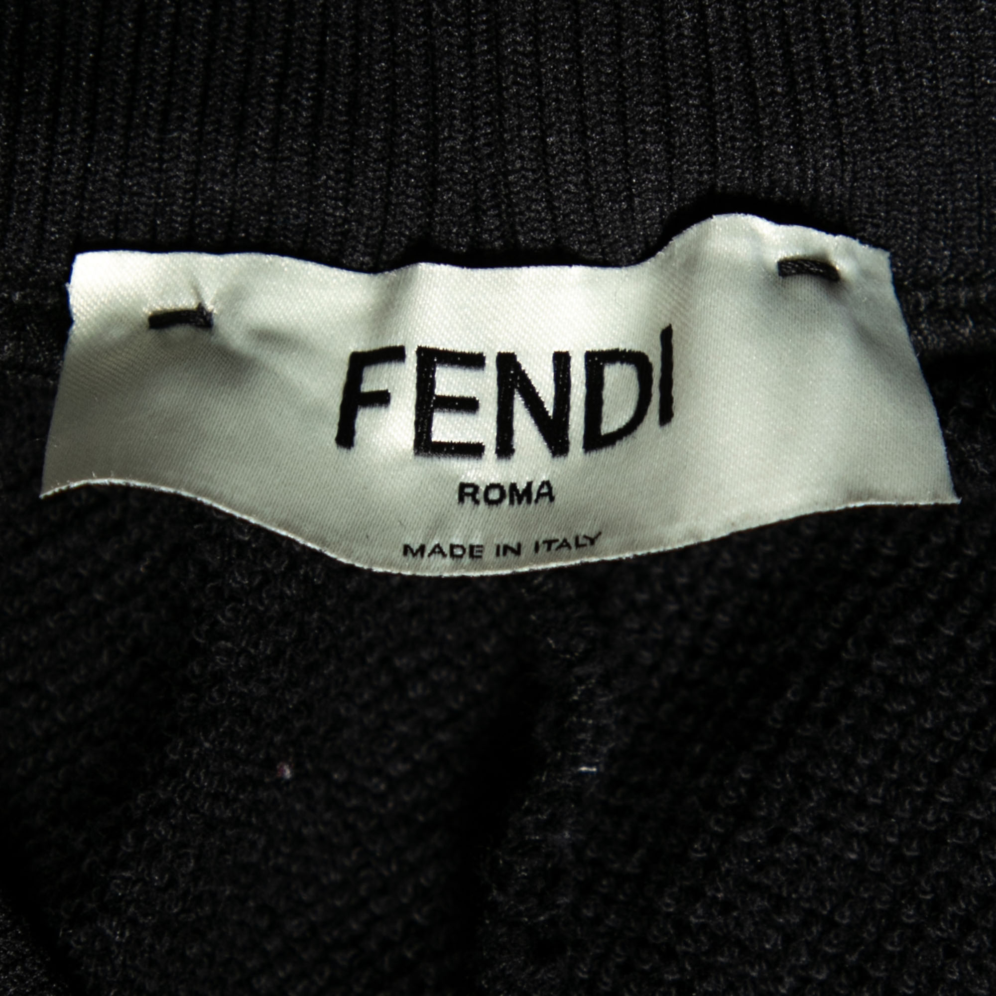 Fendi Black Cotton Logo Tape Trimmed Track Pants M