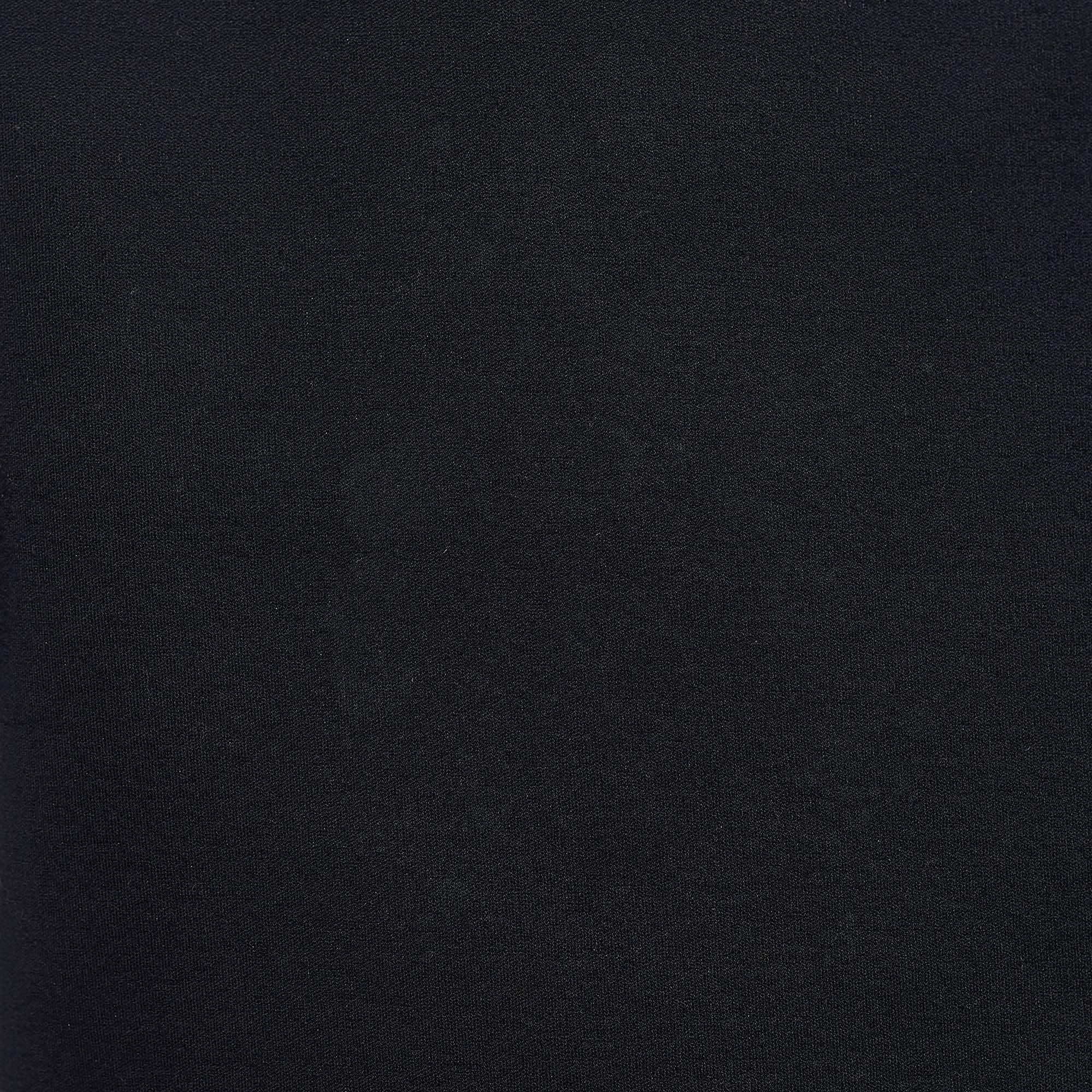 Fendi Black Neoprene Karlito Fur Applique Cropped Jumper M