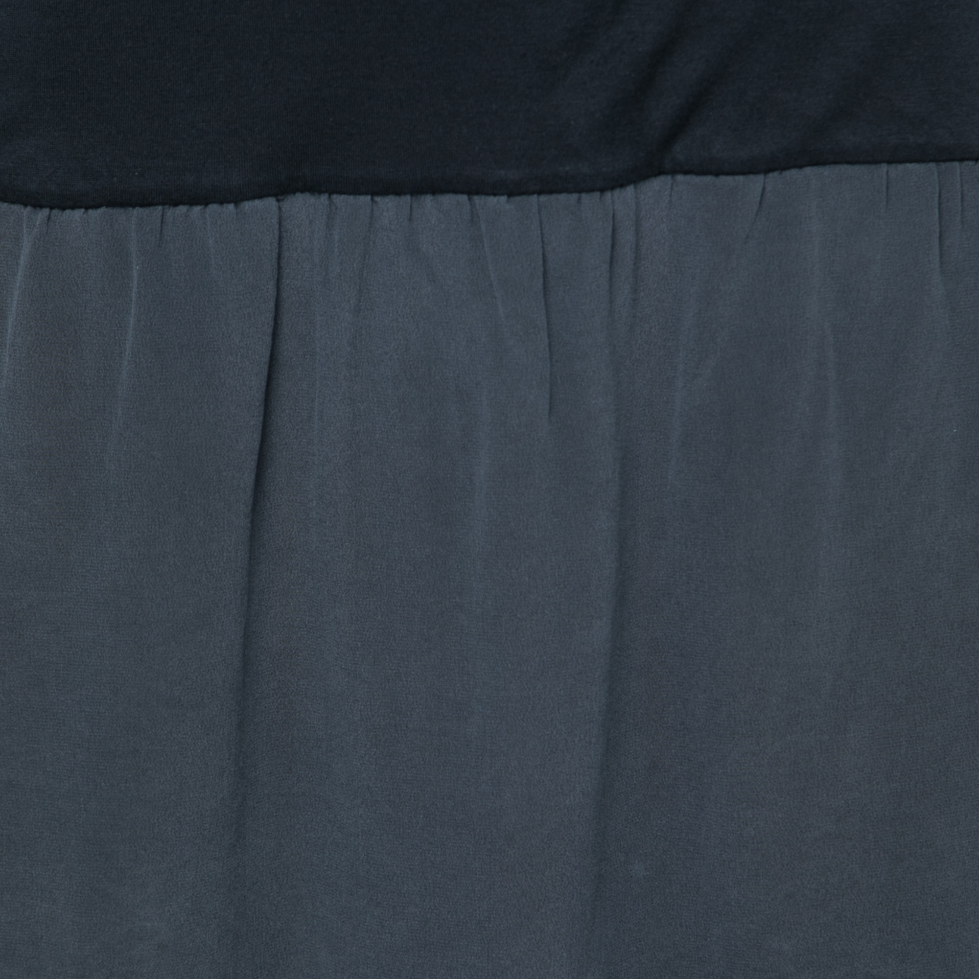 Fendi Navy Blue Jersey & Silk Cut-Out Sleeve Detailed Dress S