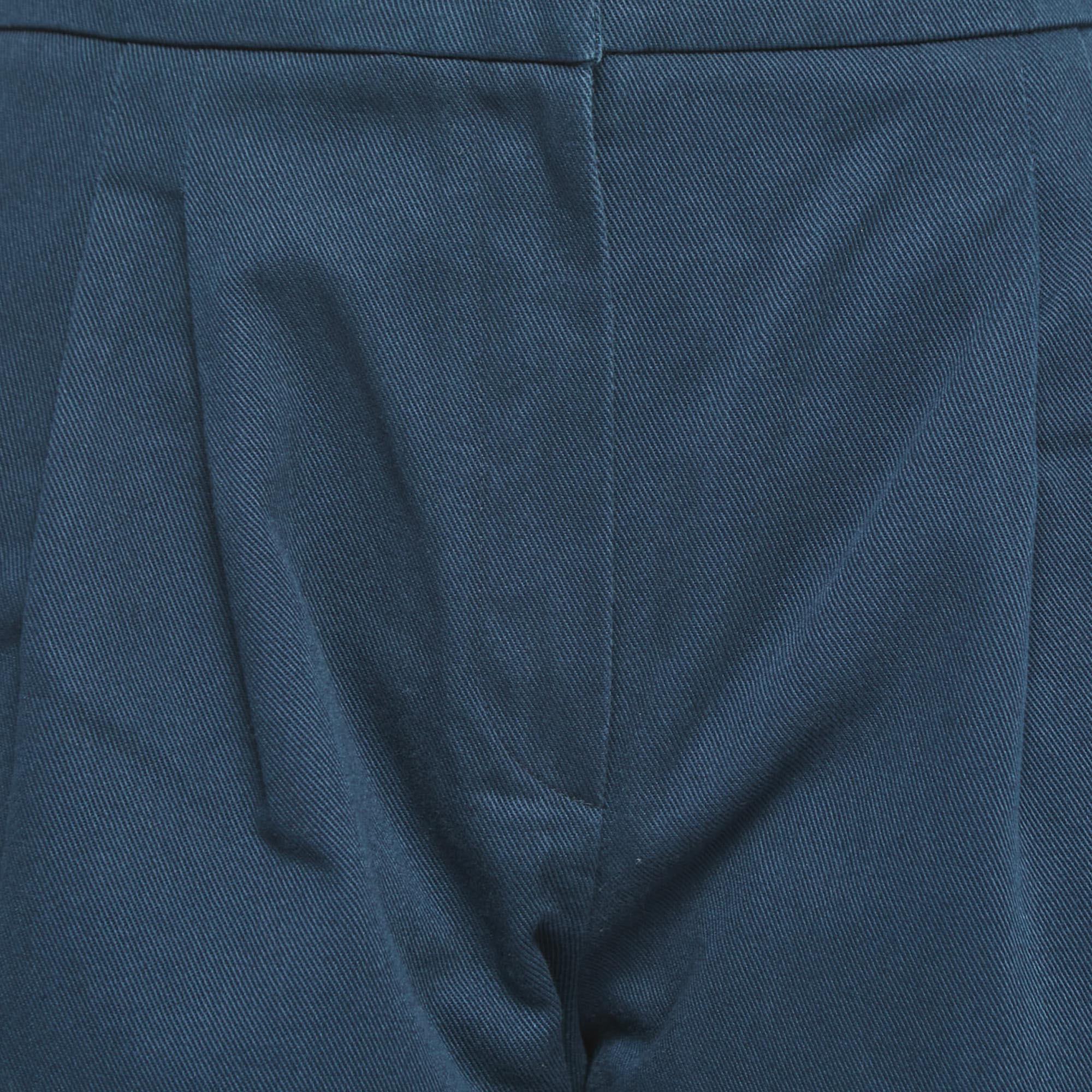 Fendi Navy Blue Cotton Twill Balloon-Leg Trousers M