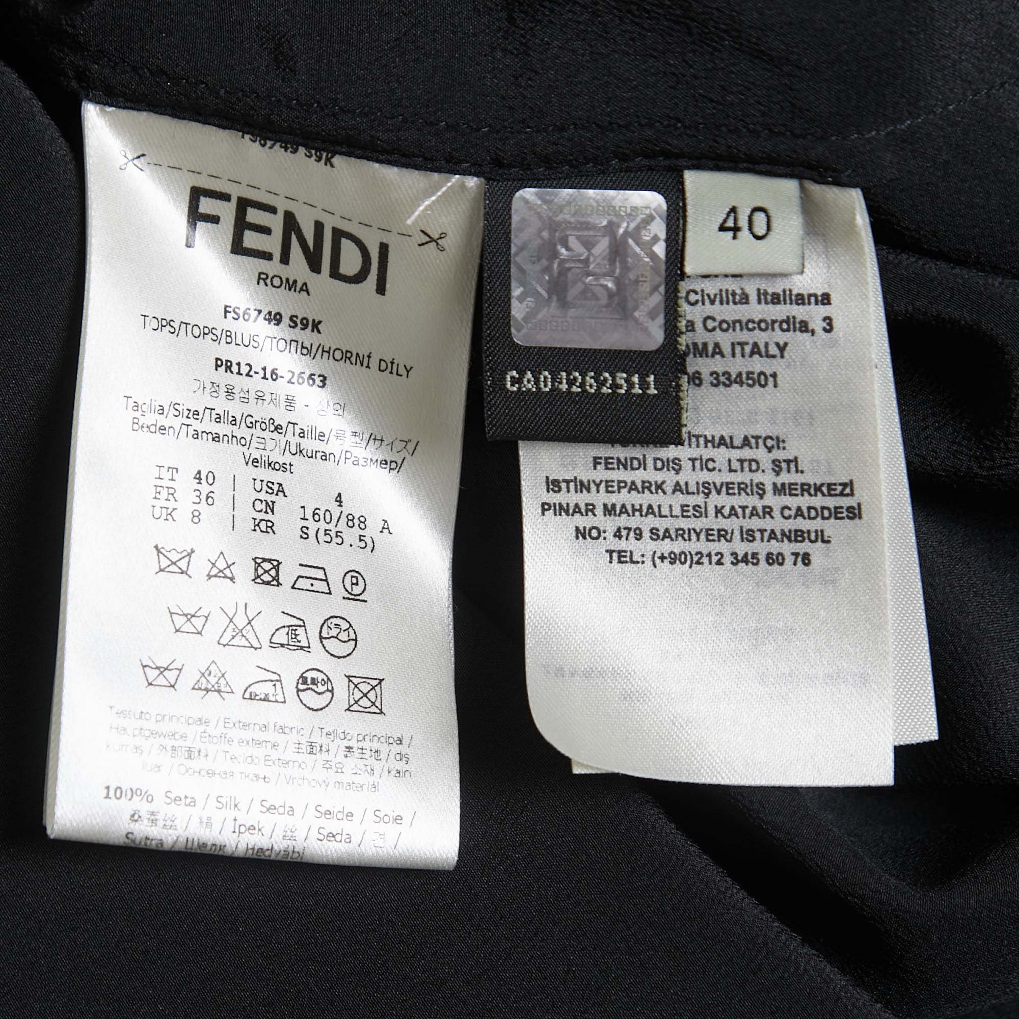 Fendi Black Silk Balloon Sleeve Top S