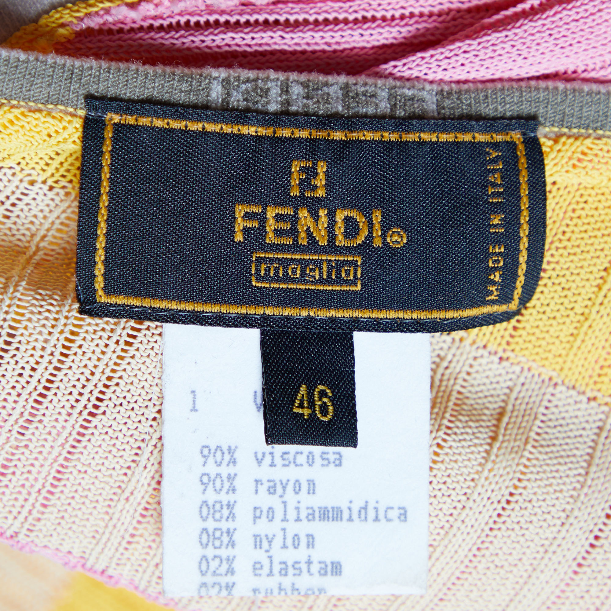Fendi Maglia Vintage Multicolor Striped Knit Top L