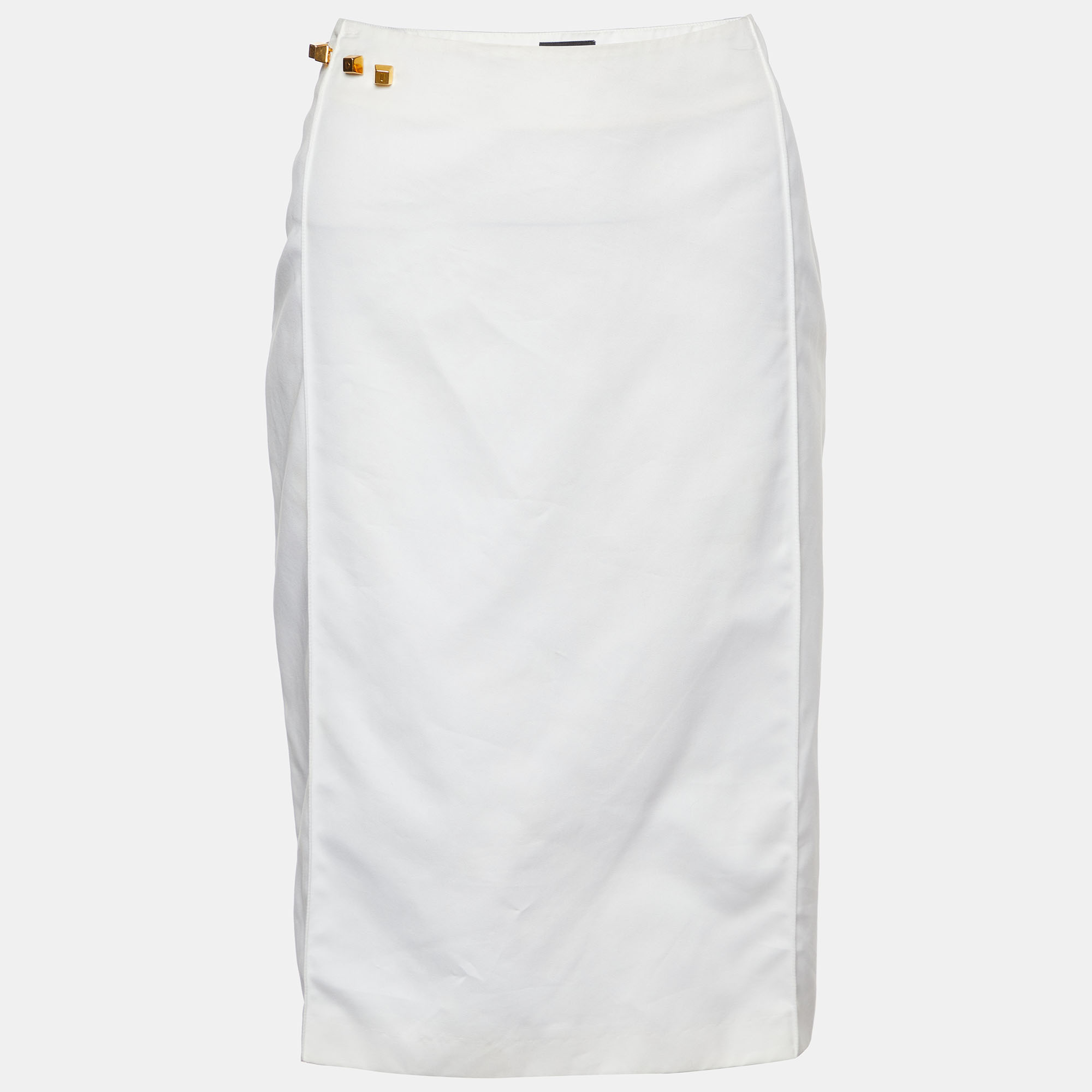 Fendi White Cotton Blend Pencil Skirt L