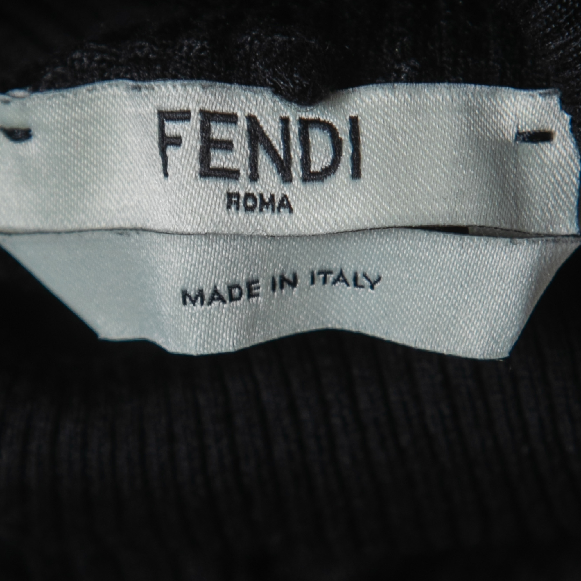 Fendi Black Silk Knit Contrast Hem Detail Turtleneck Pullover M