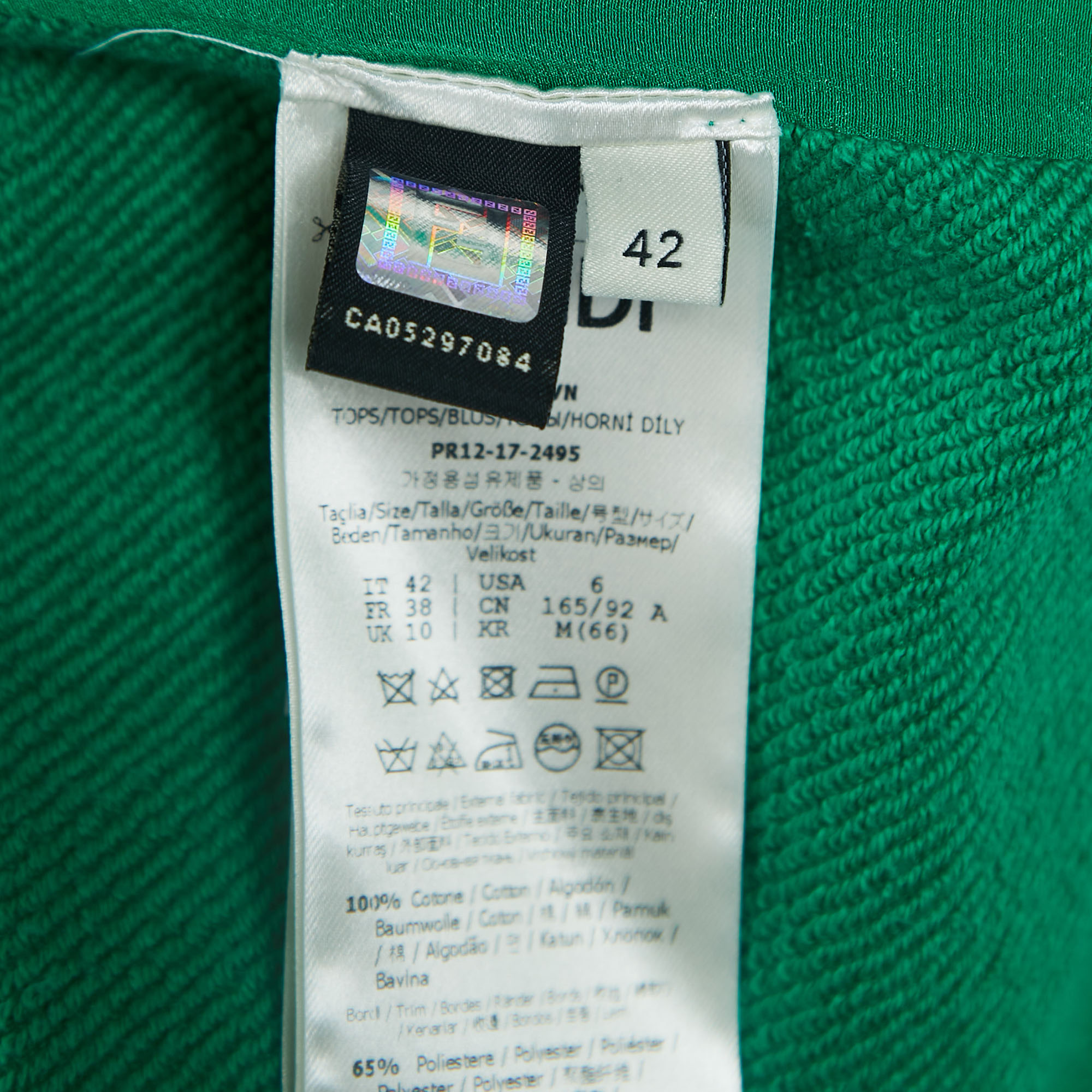 Fendi Green Logo Embellished Cotton Hooded Sweatshirt M